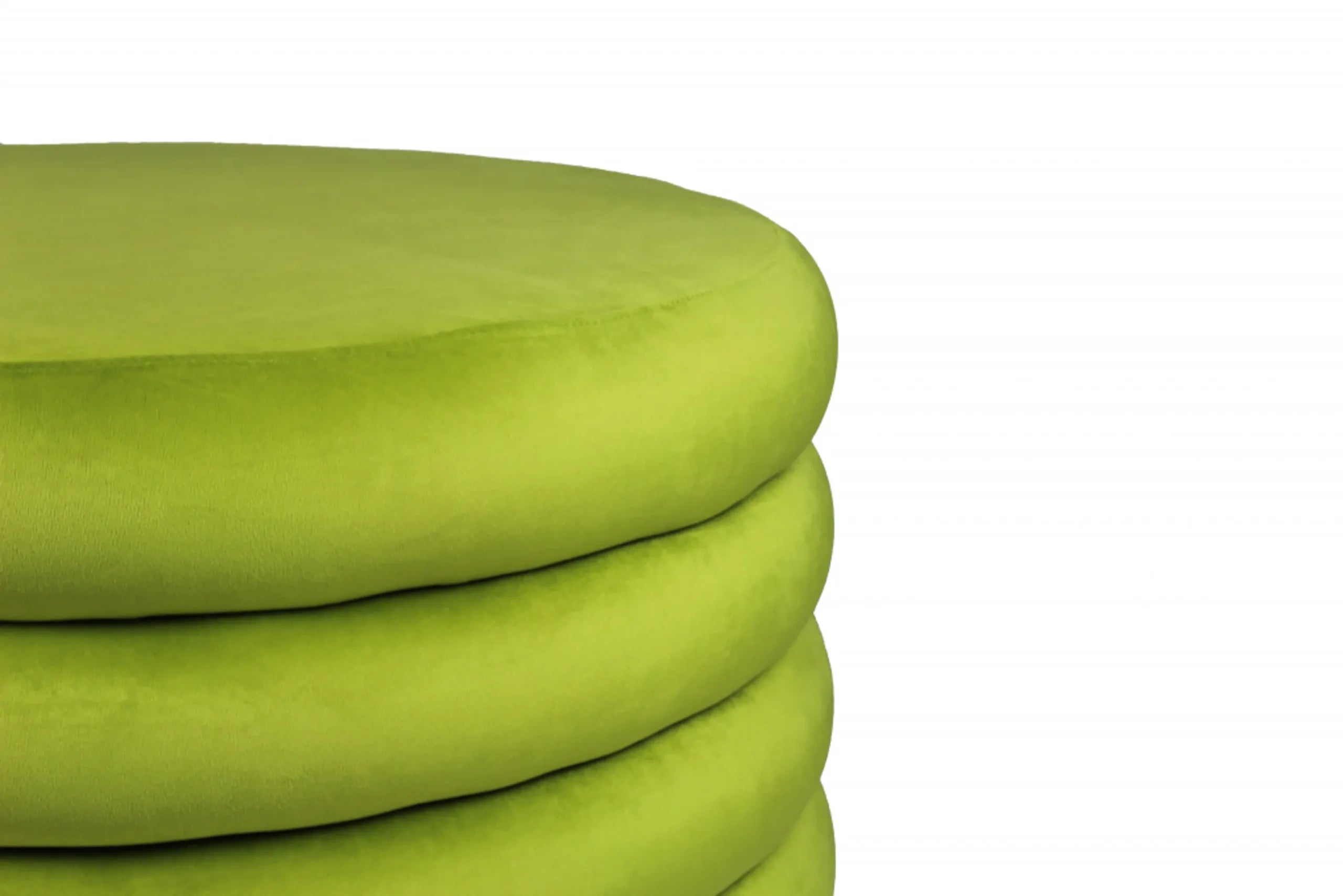 21″ Green Velvet Tufted Round Cocktail Ottoman — view 3