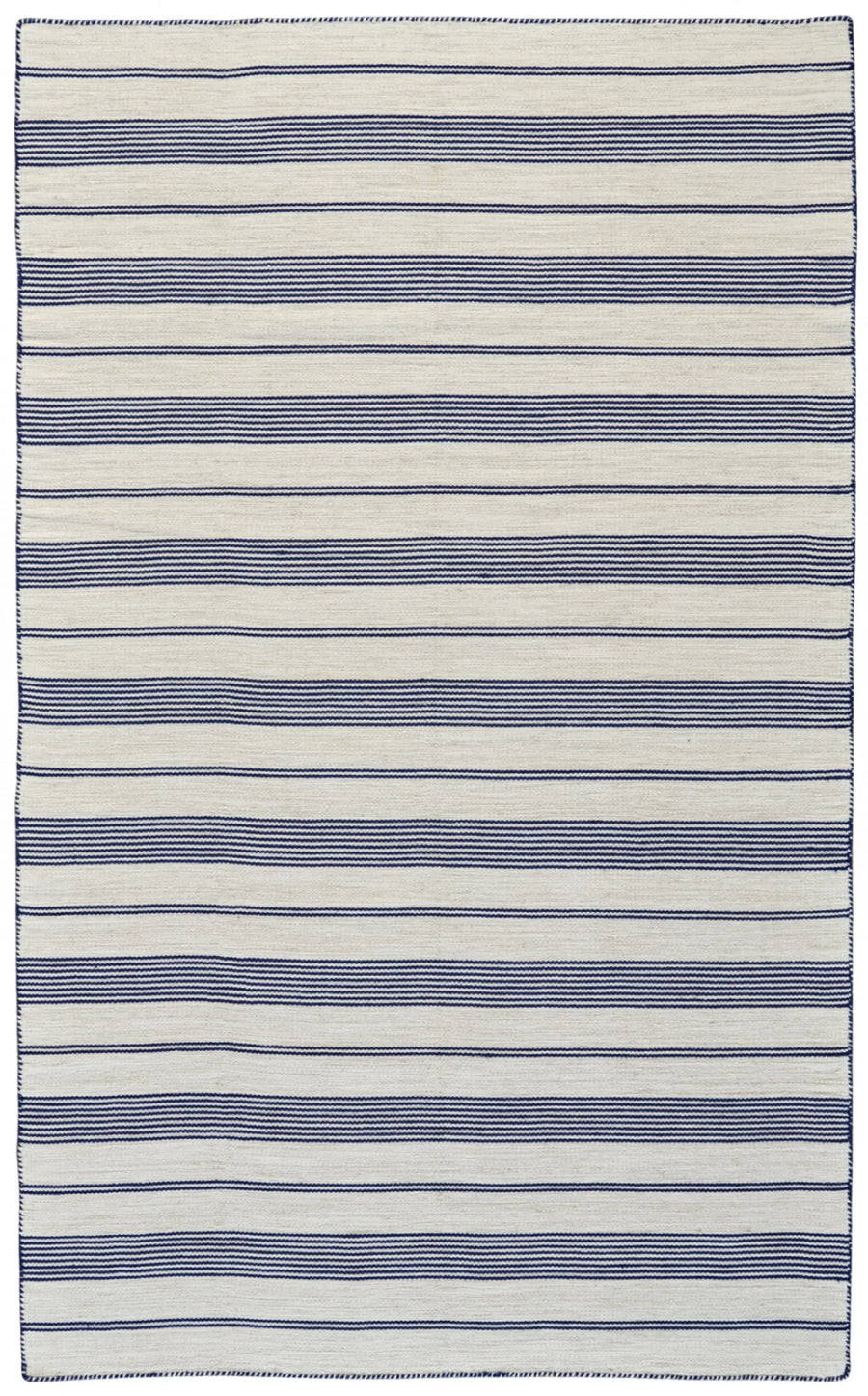 8′ X 11′ Blue And Ivory Striped Dhurrie Hand Woven Stain Resistant Area Rug — view 2