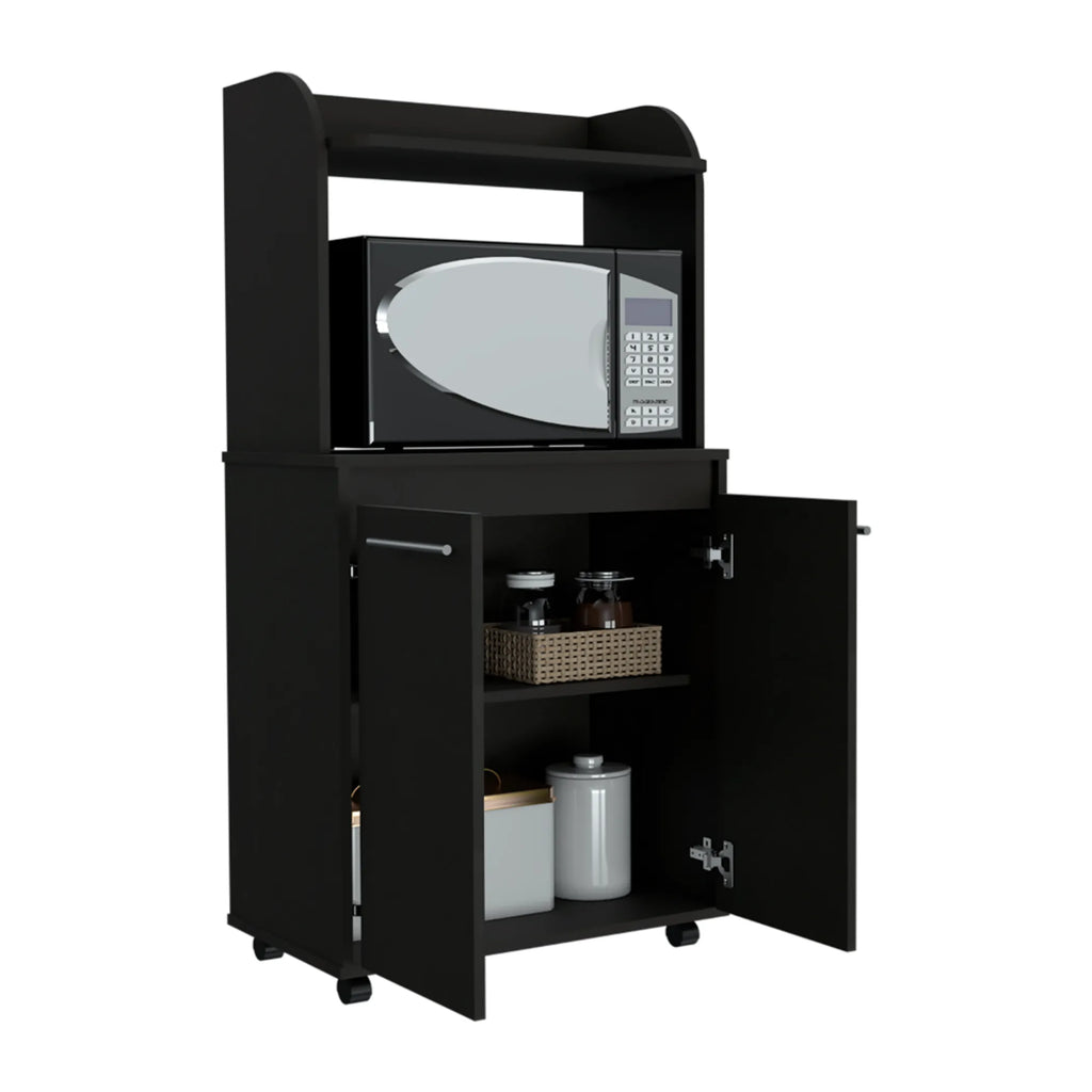 Kira Kitchen Kart, Double Door Cabinet, One Open Shelf, Two Interior Shelves — view 2