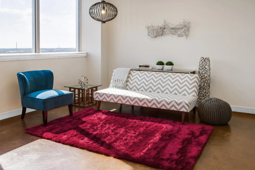 5′ X 8′ Red And Purple Shag Tufted Handmade Area Rug — view 4