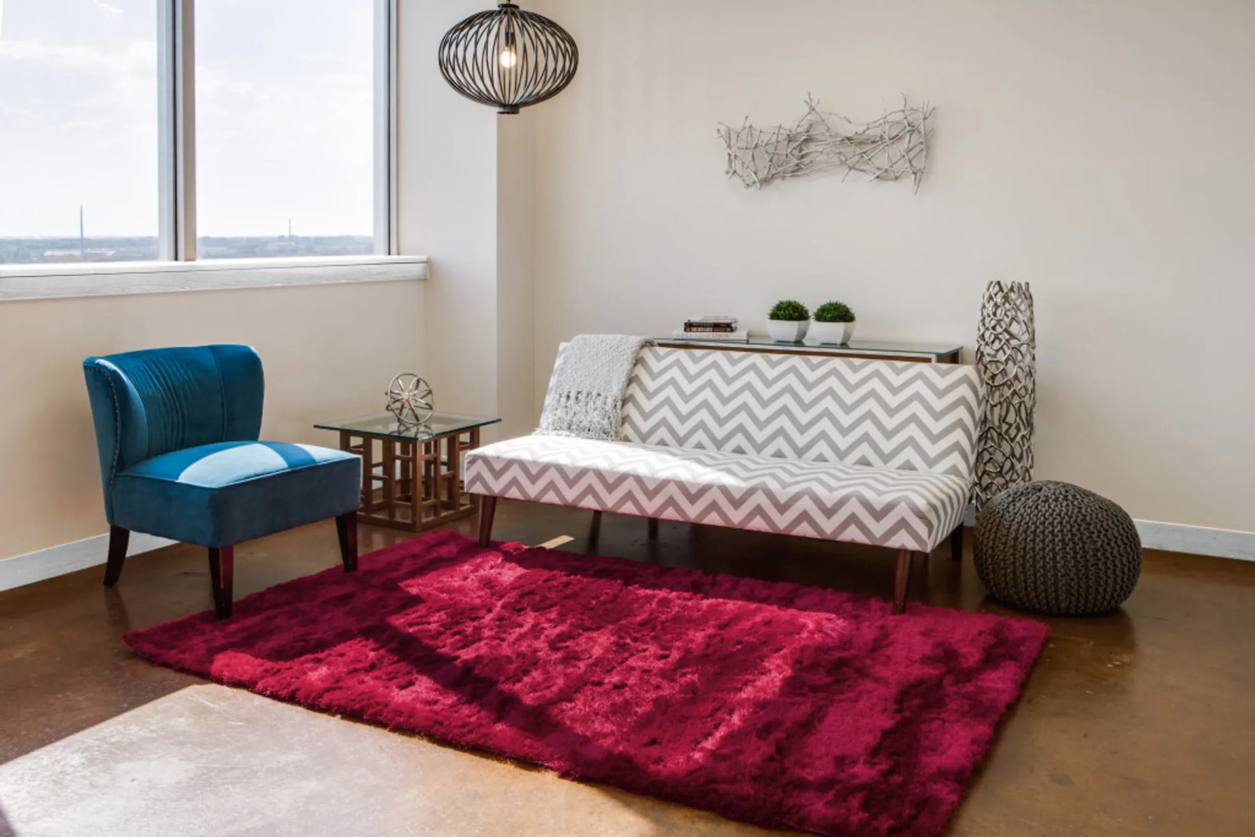 5′ X 8′ Red And Purple Shag Tufted Handmade Area Rug — view 4