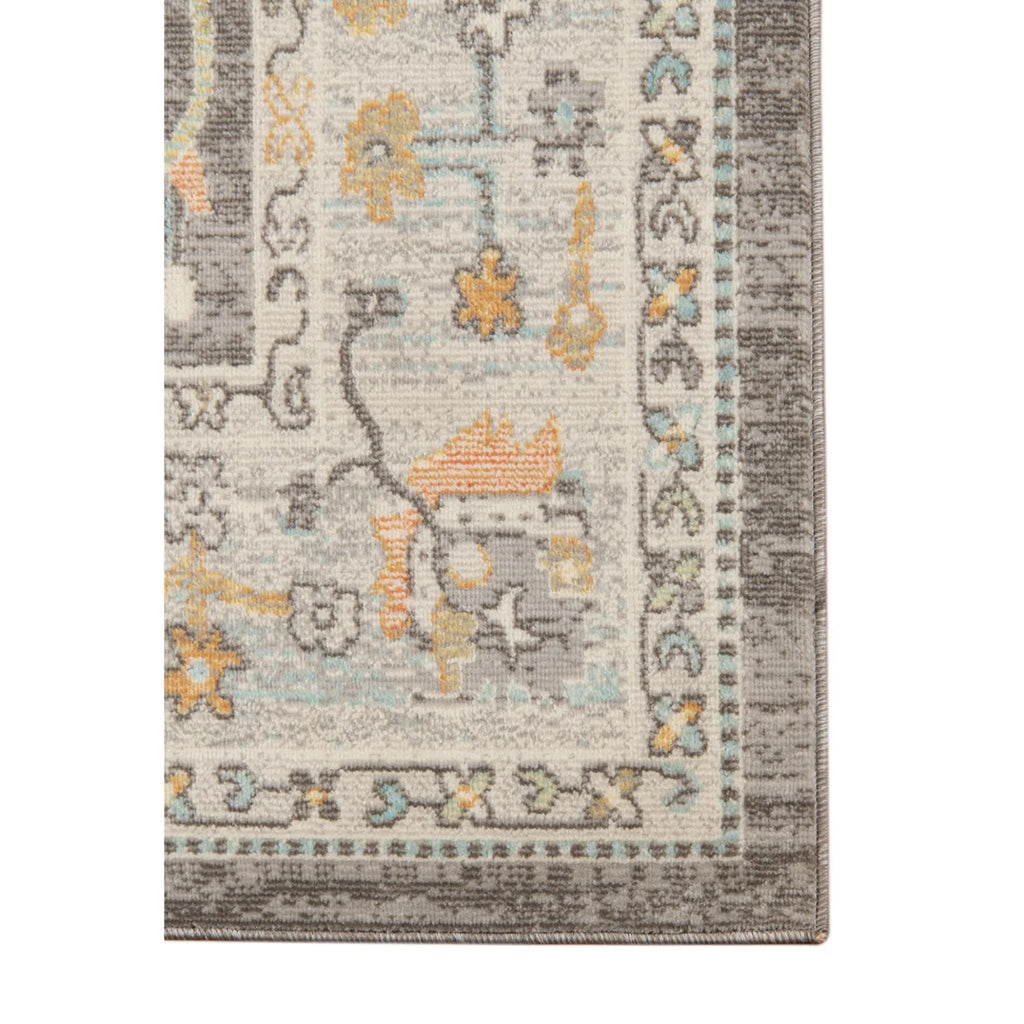 9′ X 12′ Gray and Orange Floral Stain Resistant Indoor Outdoor Area Rug — view 4