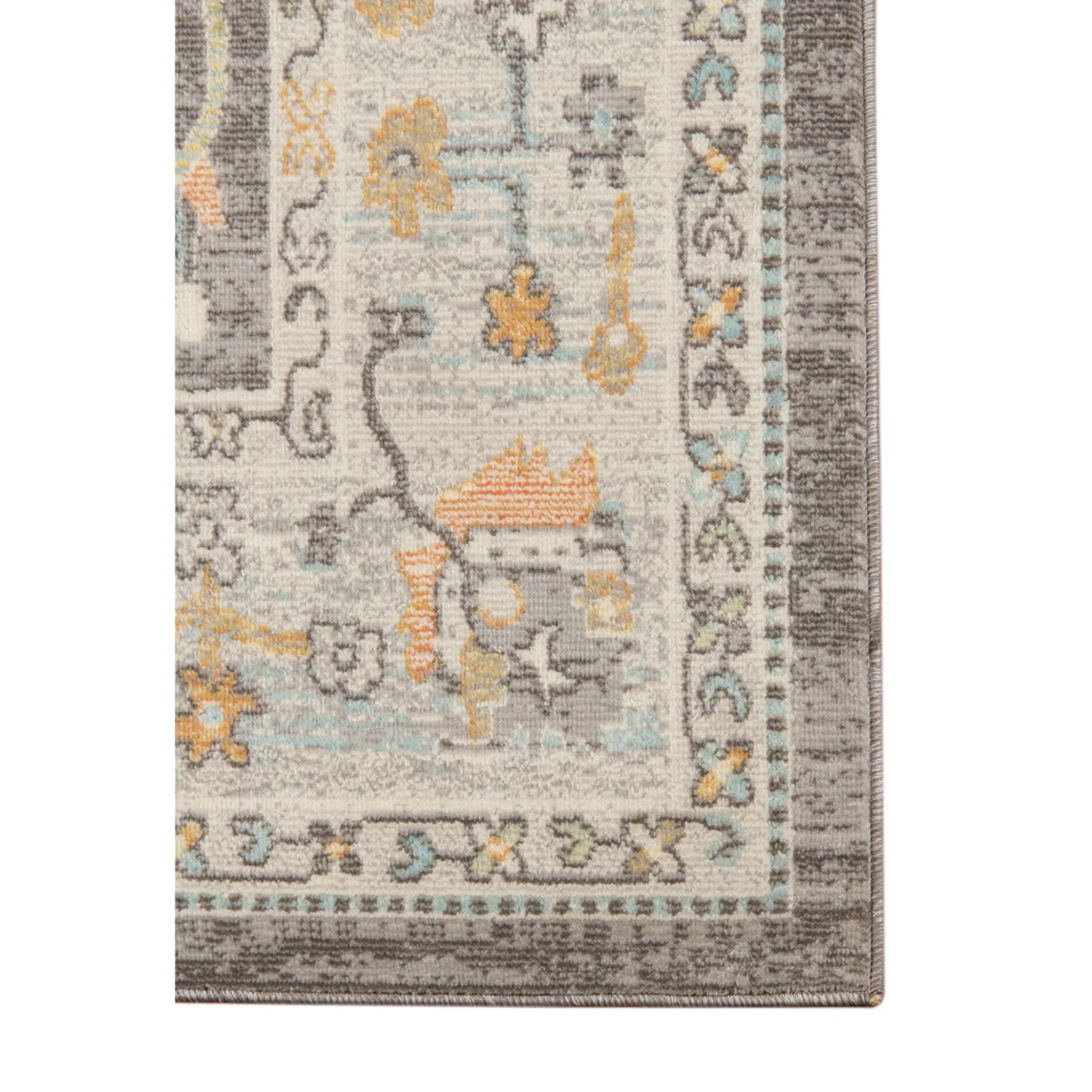 9′ X 12′ Gray and Orange Floral Stain Resistant Indoor Outdoor Area Rug — view 4