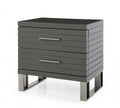 23″ Silver and Gray Two Drawer Nightstand