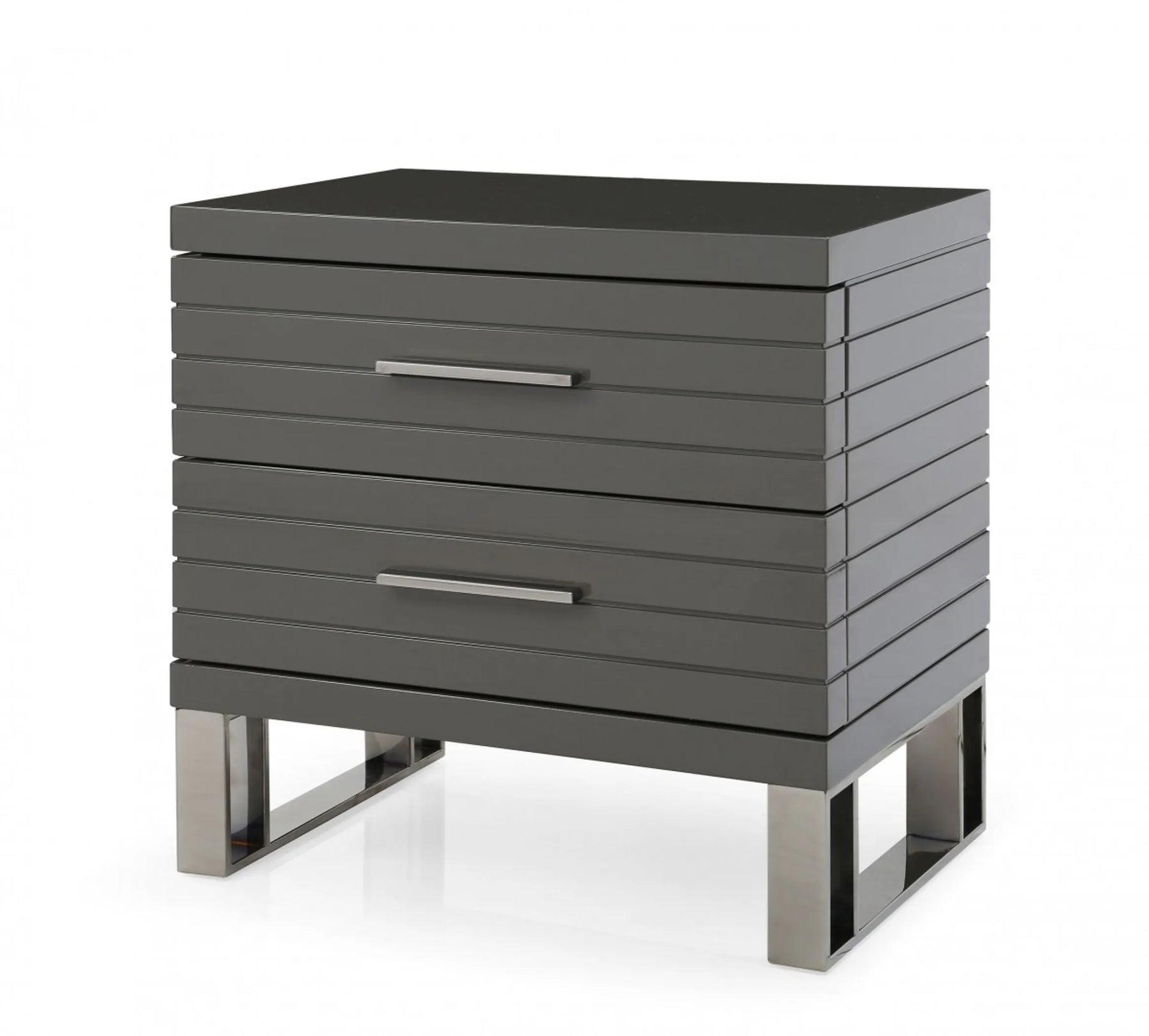23″ Silver and Gray Two Drawer Nightstand