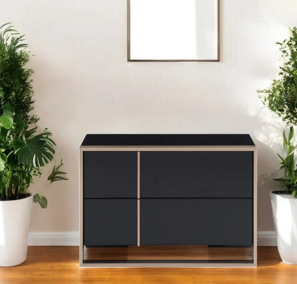 20″ Black Two Drawers Nightstand — view 2