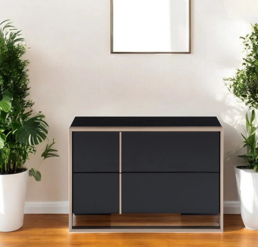 20″ Black Two Drawers Nightstand — view 2