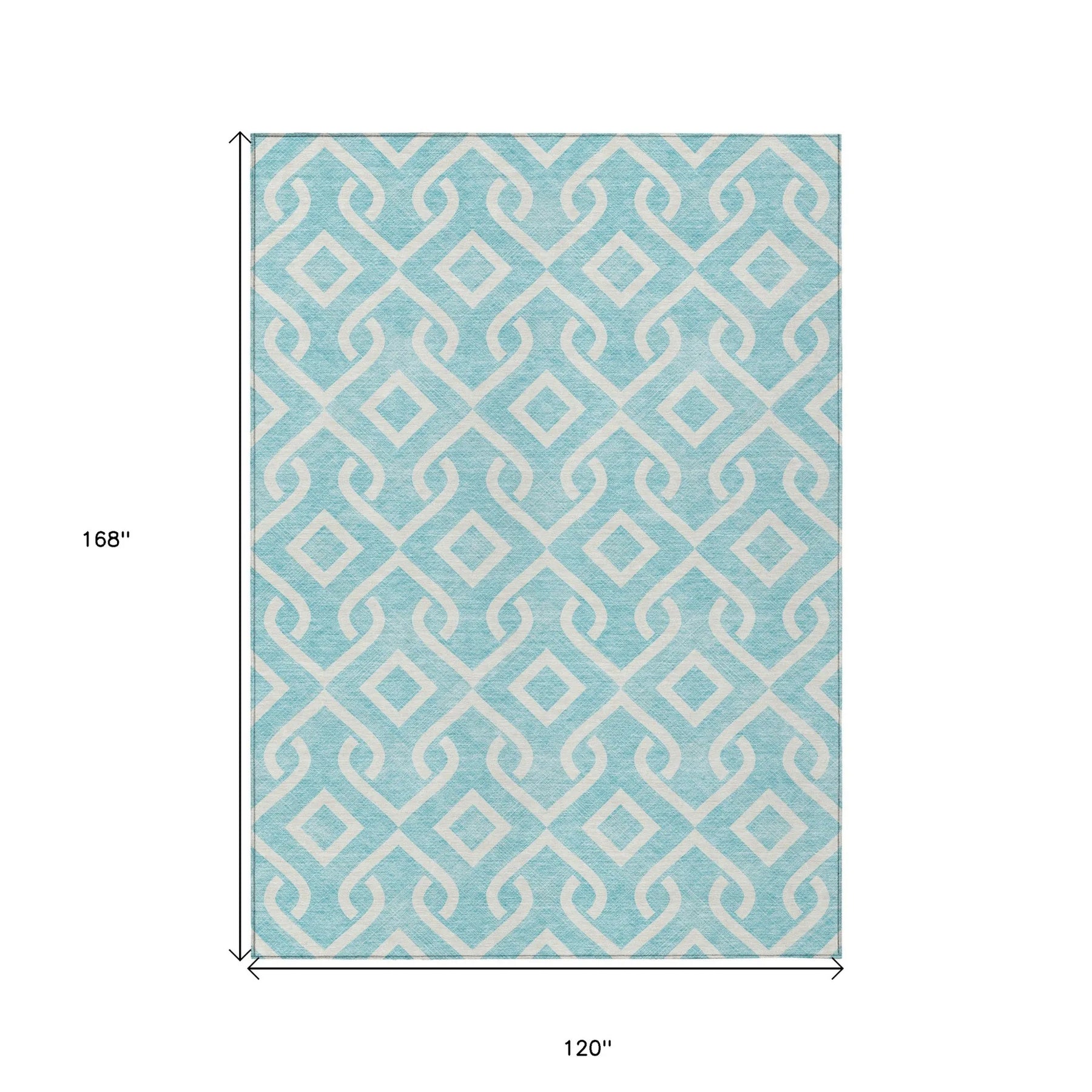 10′ X 14′ Aqua And Ivory Geometric Washable Indoor Outdoor Area Rug — view 3