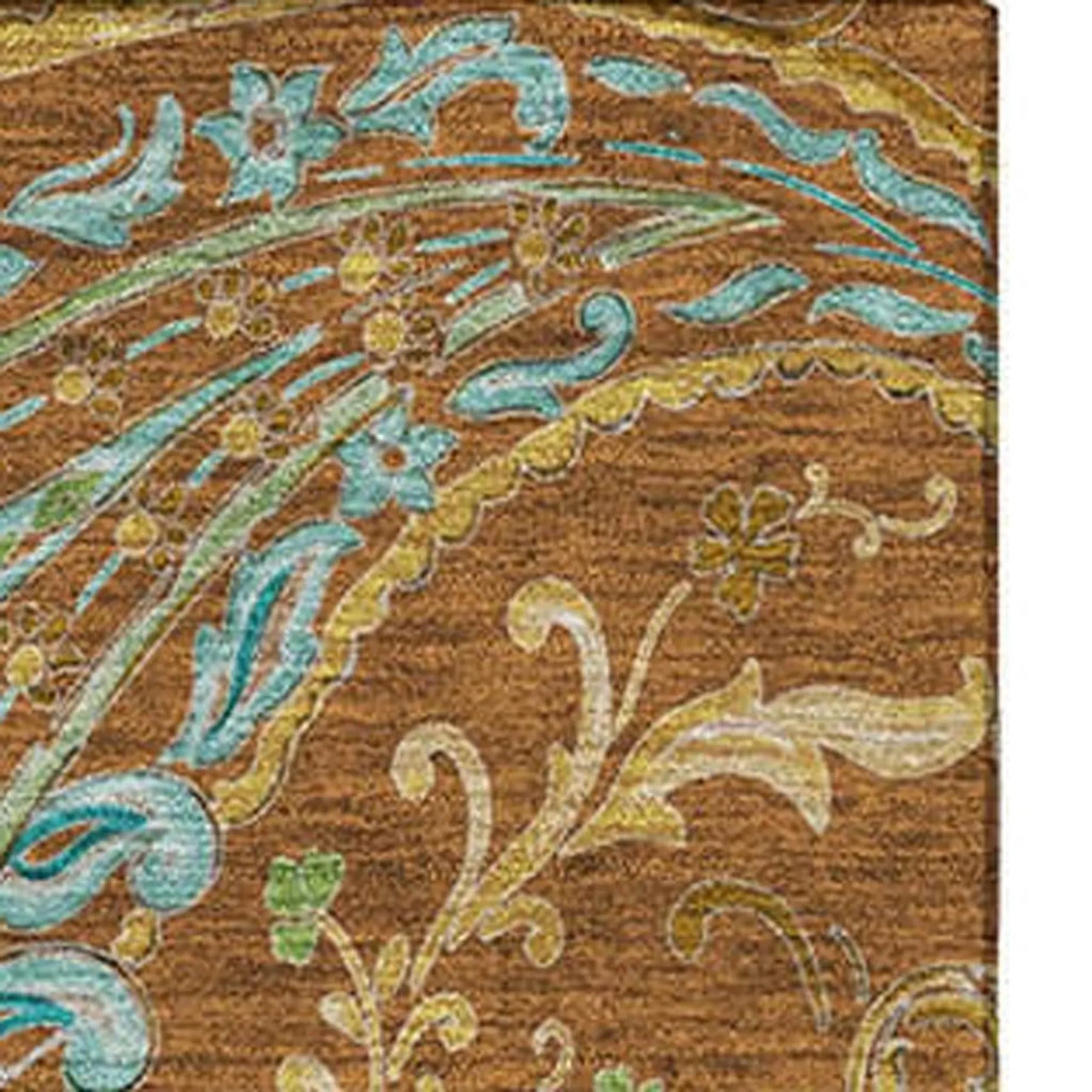 9′ X 12′ Rust Blue And Green Paisley Washable Area Rug With UV Protection — view 4