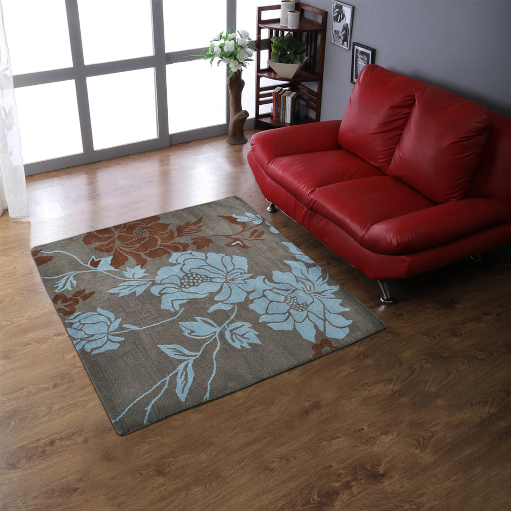 Rugsotic Carpets Hand Tufted Wool Square Area Rug Floral