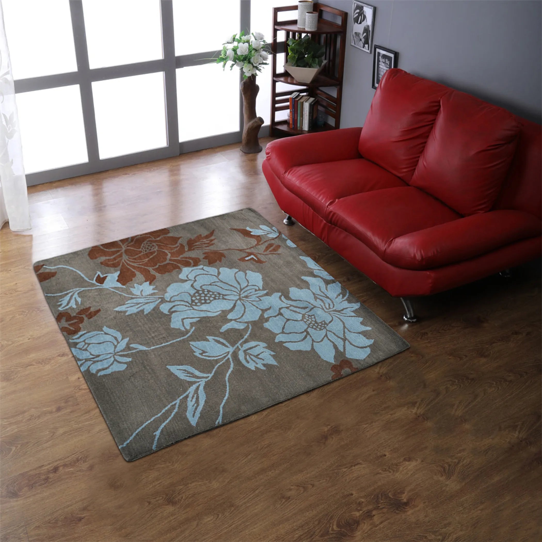 Rugsotic Carpets Hand Tufted Wool Square Area Rug Floral