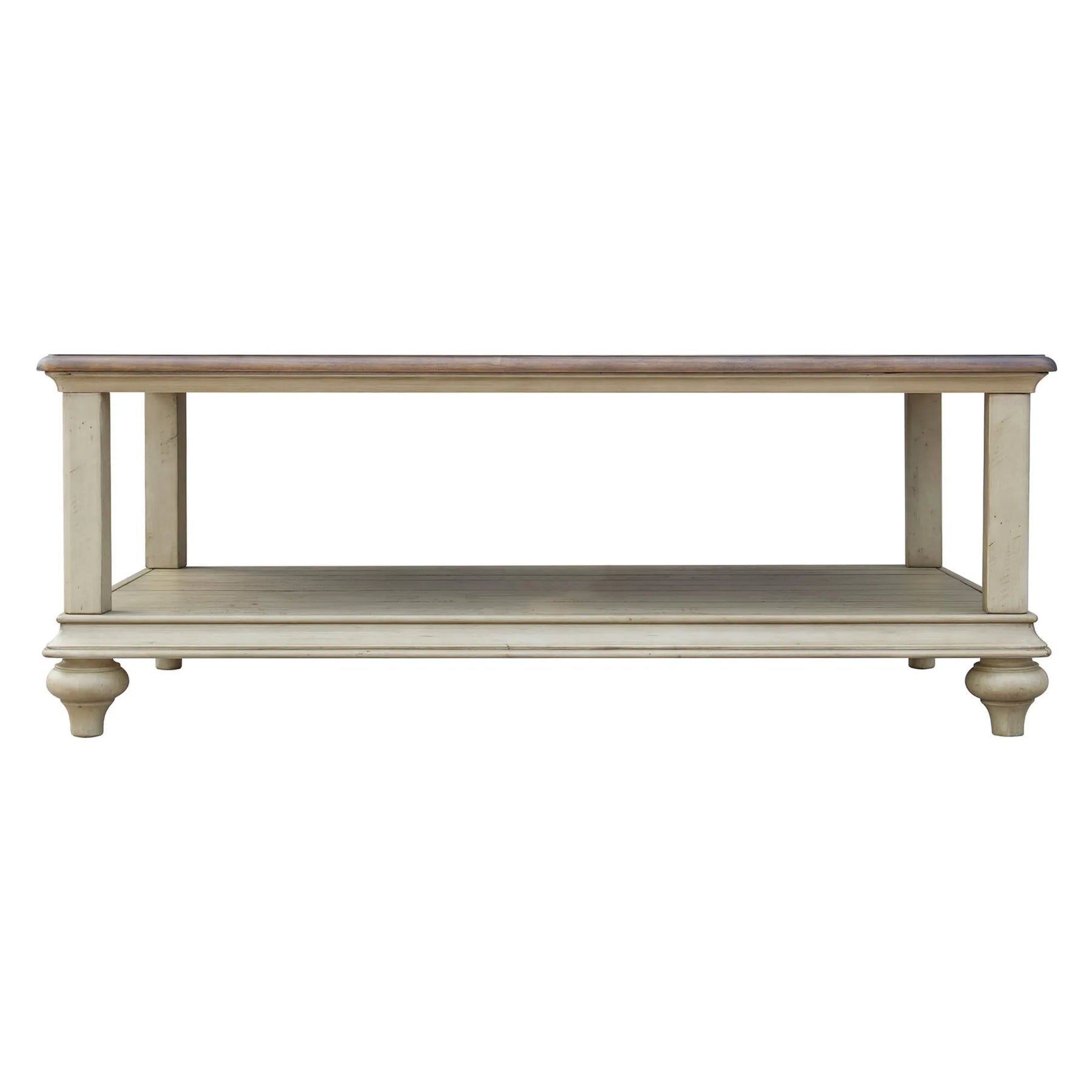 Sunset Trading Shades of Sand Cocktail Table | Storage Shelf | Fully Assembled | Cream Puff and Walnut Brown Solid Wood — vi…