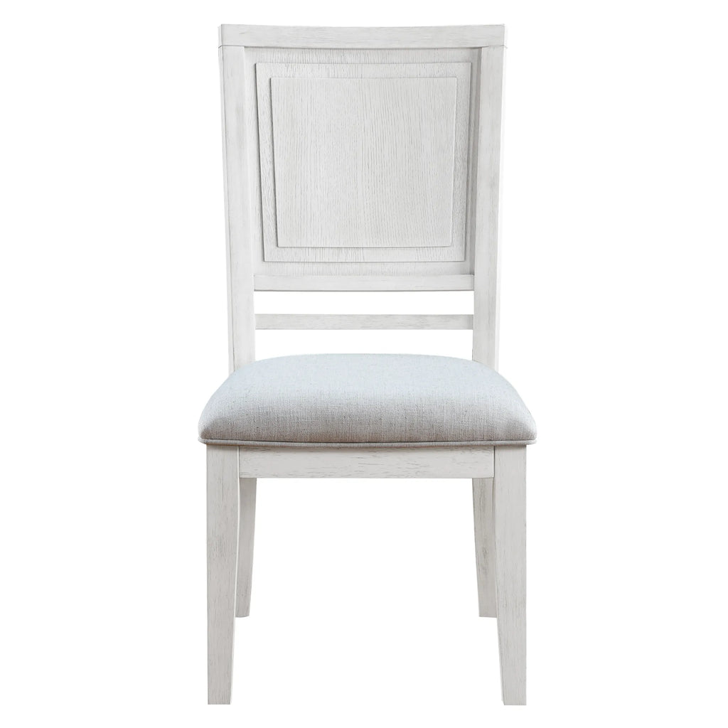 Sunset Trading Dover Dining Side Chair | Padded Upholstered Seat | Set of 2 | Cerused White Oak Wood — view 3