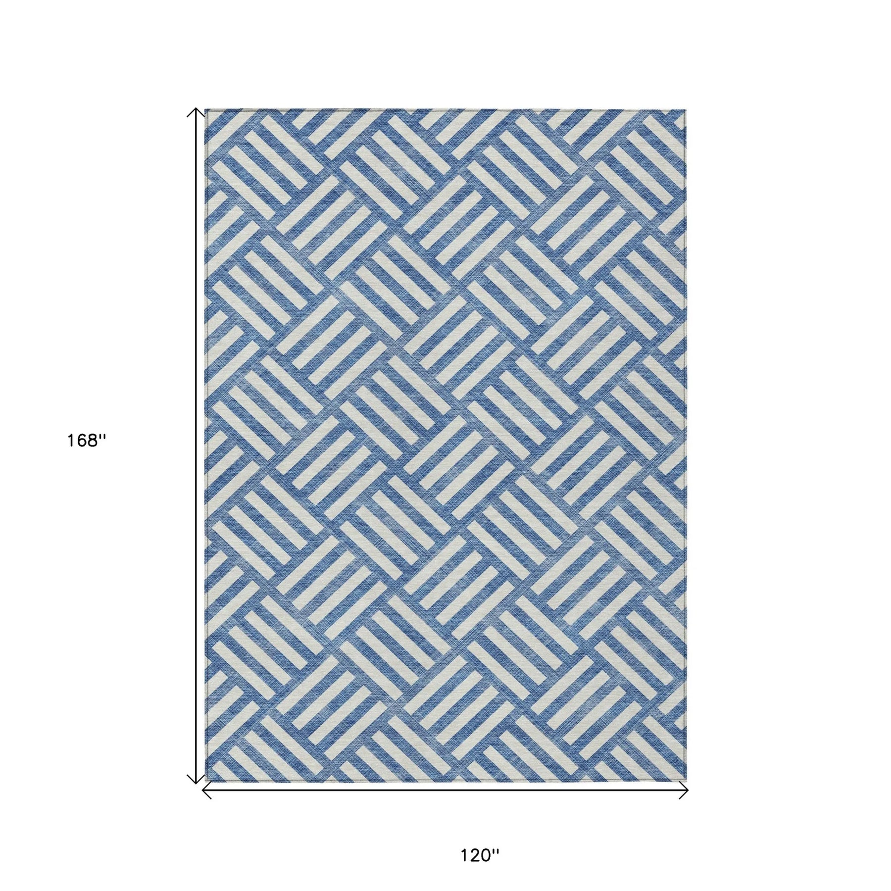 10′ X 14′ Blue And Ivory Geometric Washable Indoor Outdoor Area Rug — view 3
