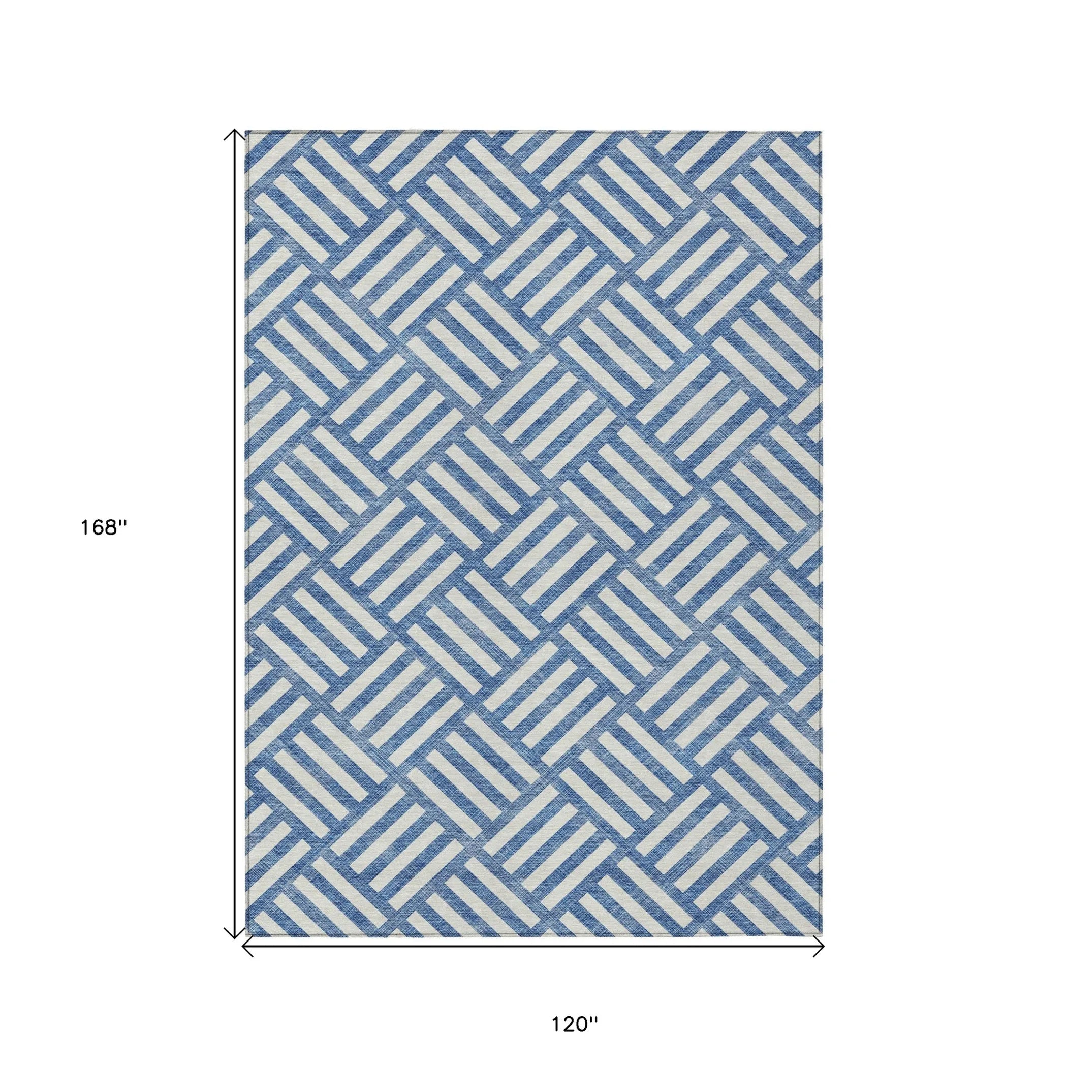 10′ X 14′ Blue And Ivory Geometric Washable Indoor Outdoor Area Rug — view 3