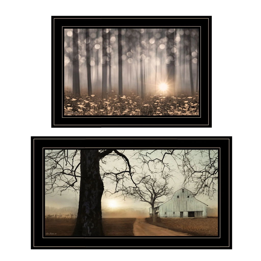 Set Of Two Enchanted Sunrise 2 Black Framed Print Wall Art — view 2