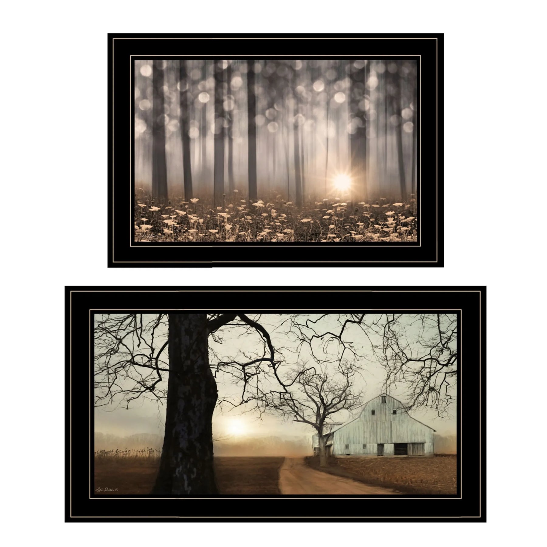 Set Of Two Enchanted Sunrise 2 Black Framed Print Wall Art — view 2