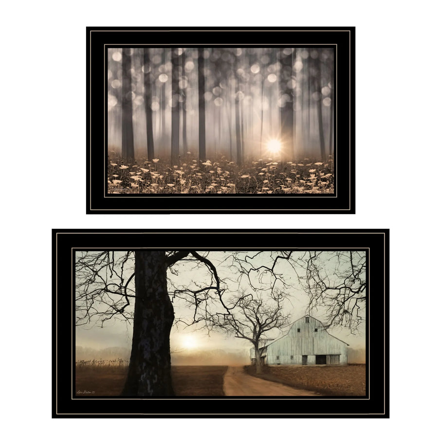 Set Of Two Enchanted Sunrise 2 Black Framed Print Wall Art — view 2