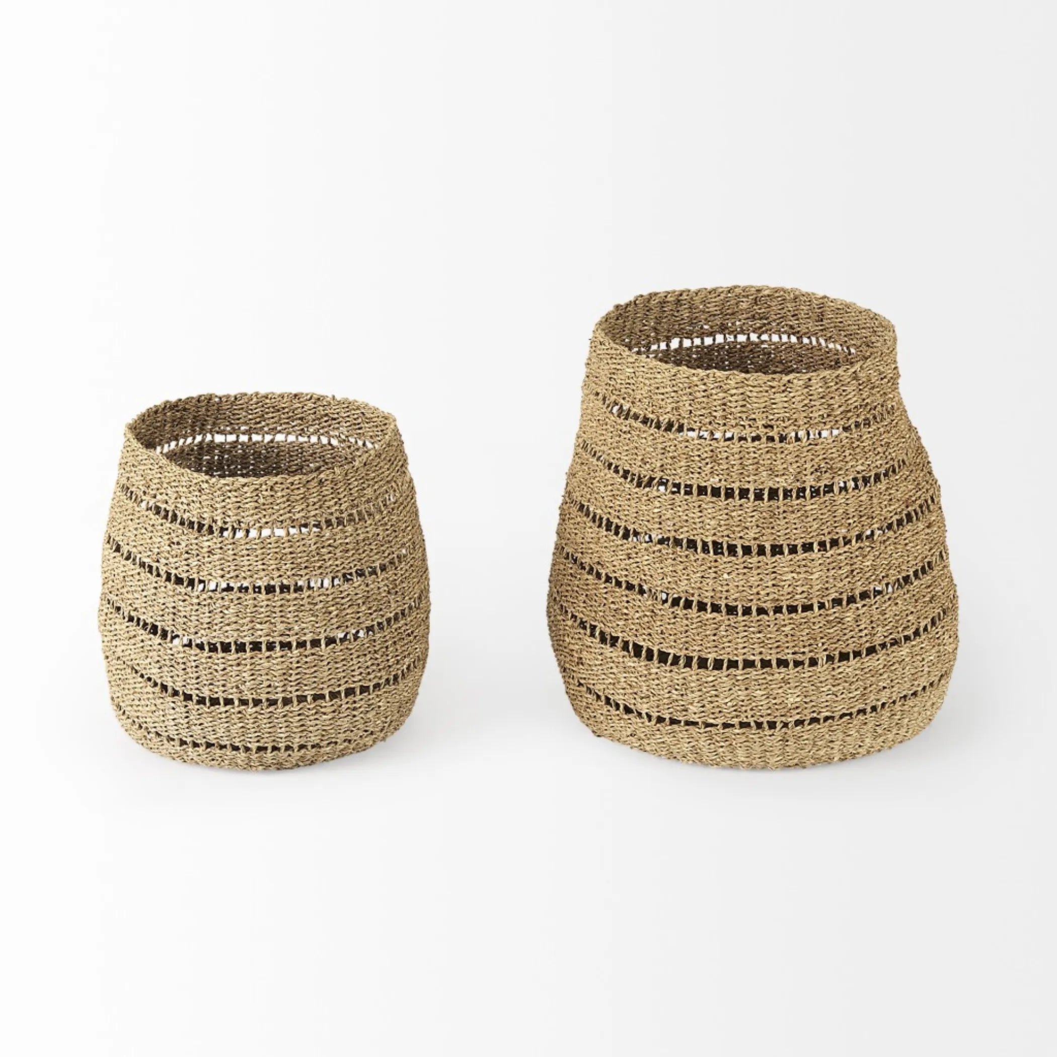 Set of Two 18″ Brown Wicker Basket — view 3
