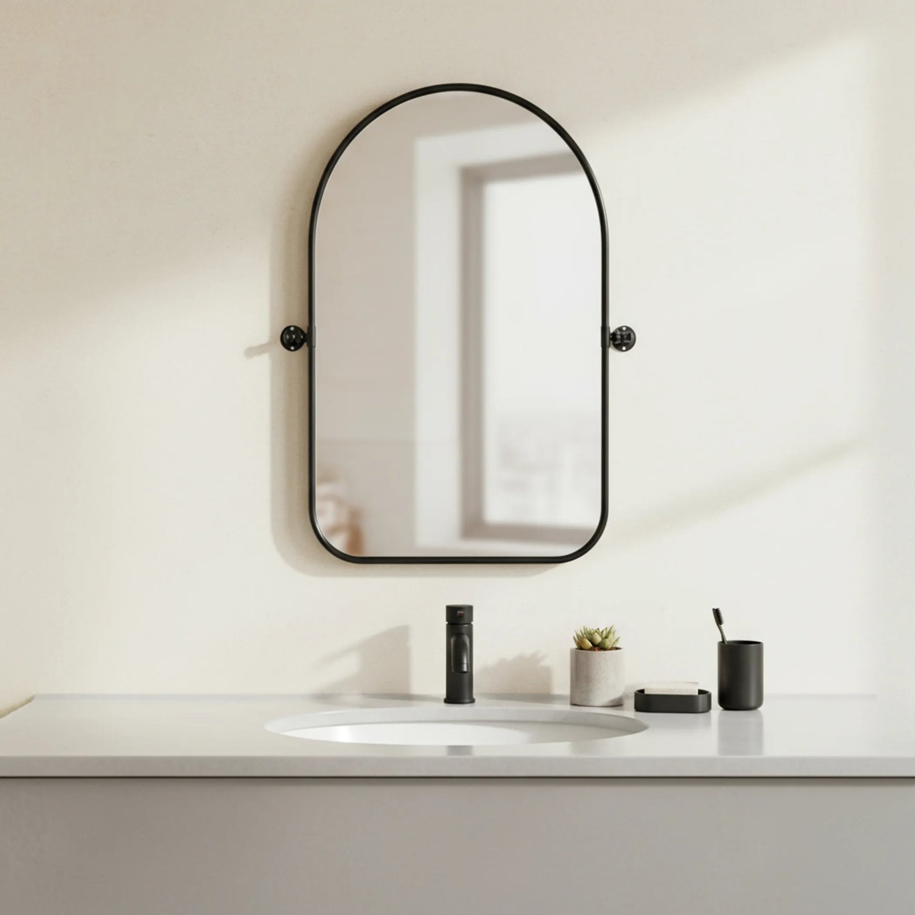 Arch Metal Swivel Framed Accent Mirror