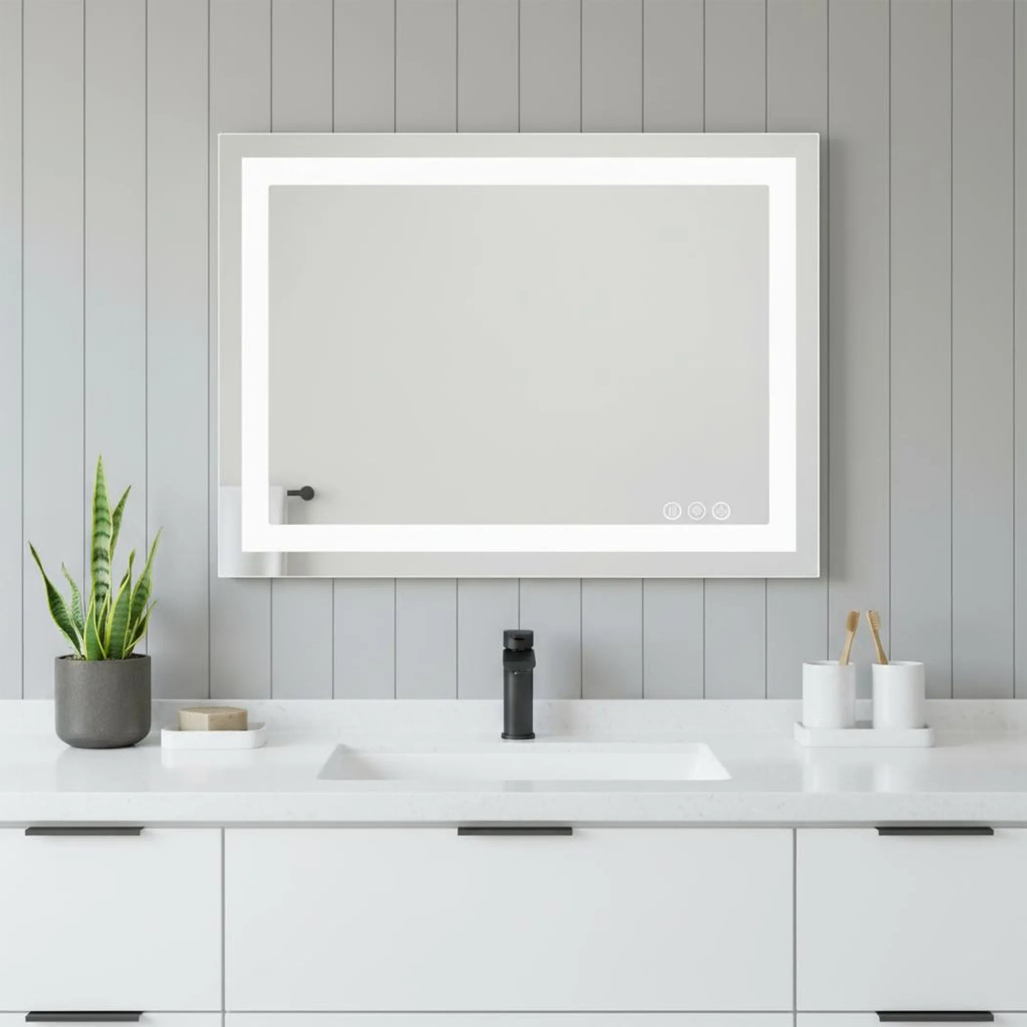 Lighted Frameless Bathroom Vanity Mirror