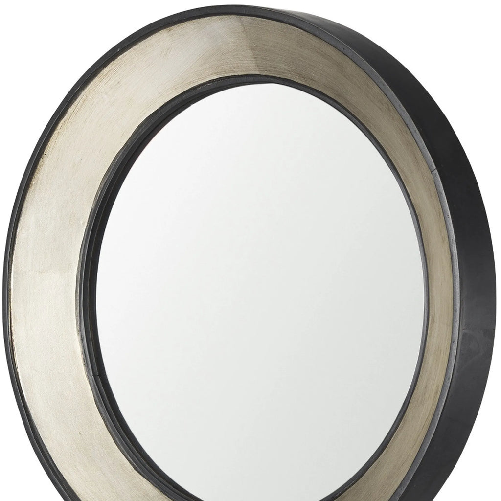 Champagne Dark Metal Wood Round Framed Accent Mirror — view 4
