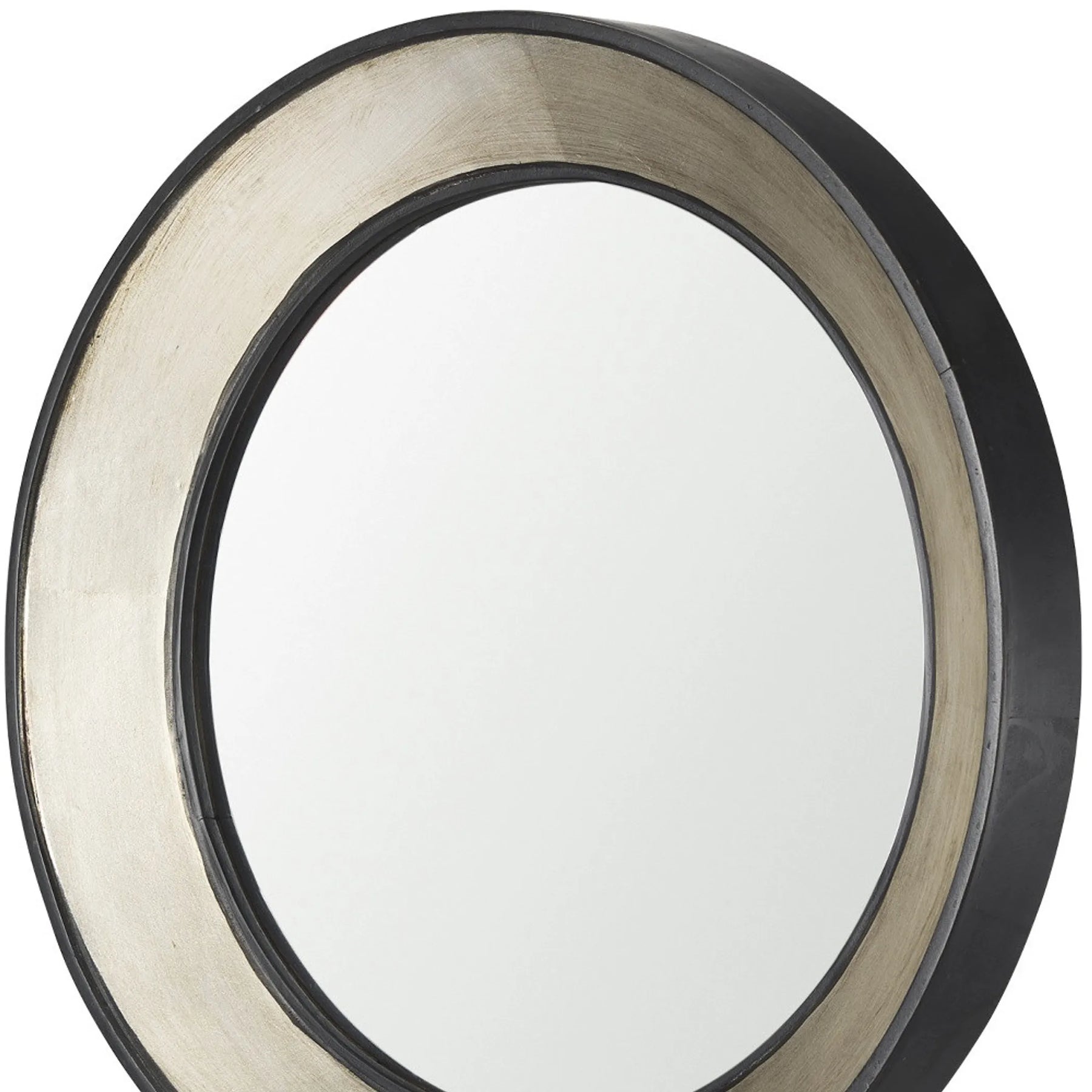 Champagne Dark Metal Wood Round Framed Accent Mirror — view 4