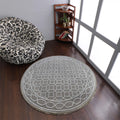 Rugsotic Carpets Hand Knotted Sumak Silk And Wool Round Area Rug Geometric