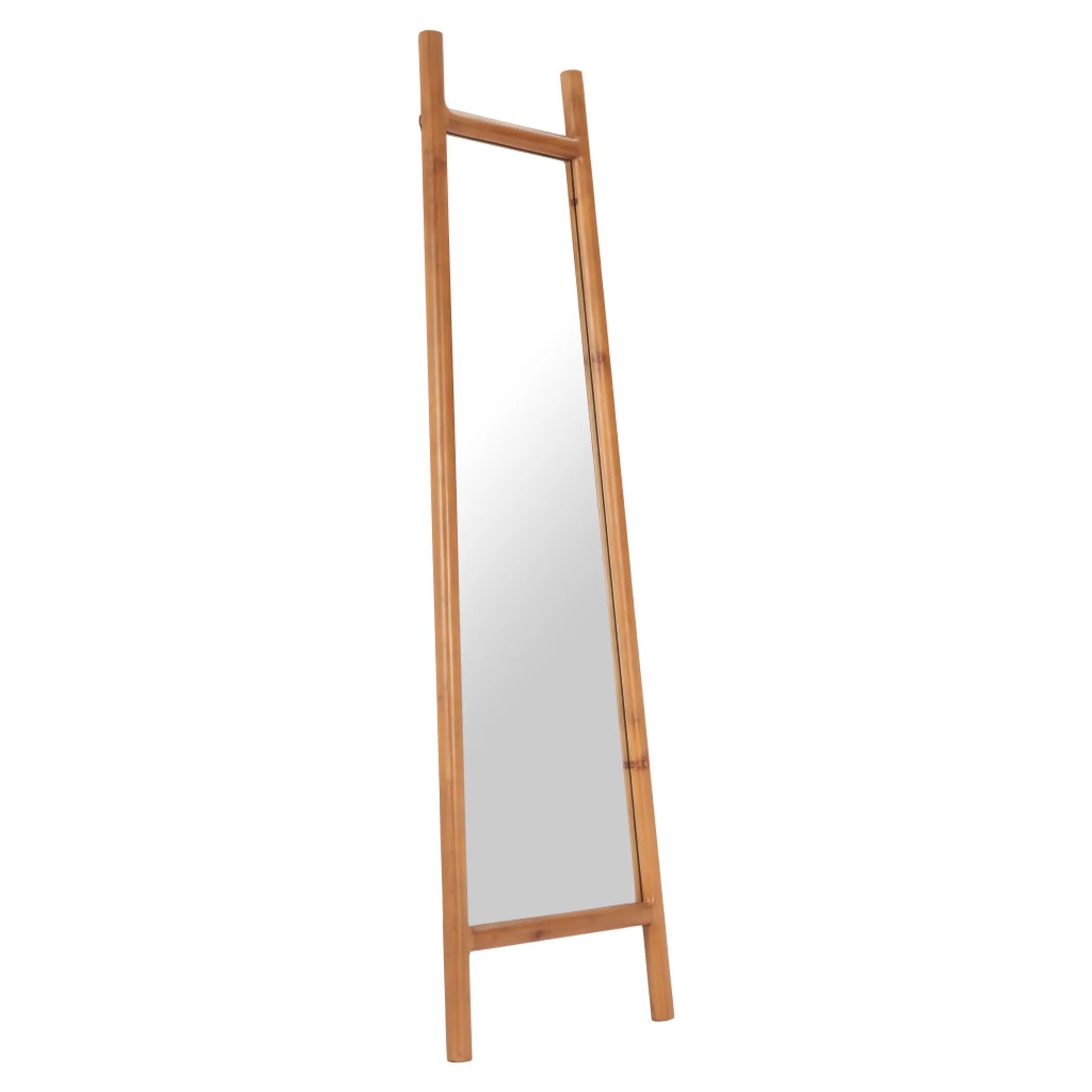 Wood Leaning Geometric Framed Standing Mirror — view 4