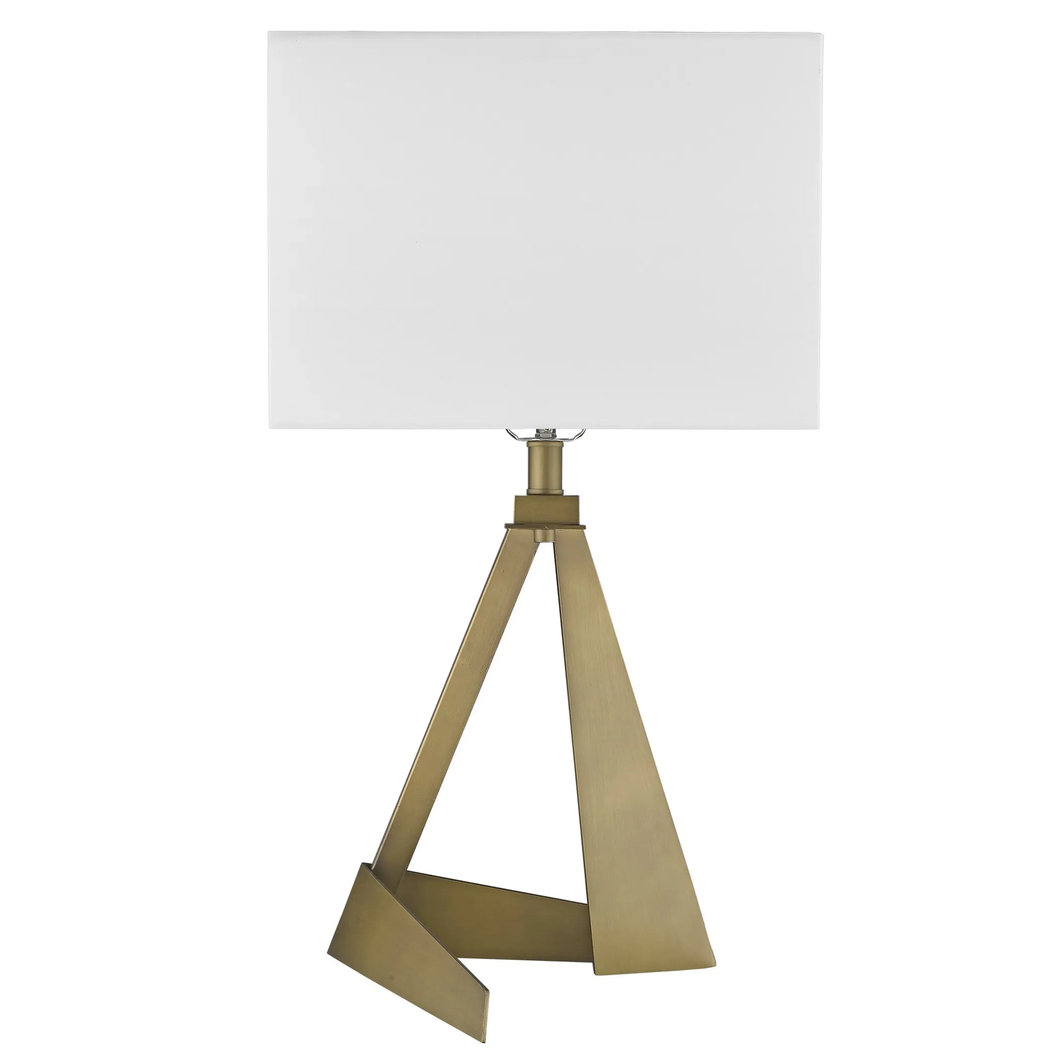 25″ Brass Metal Novelty Table Lamp With White Shade — view 3