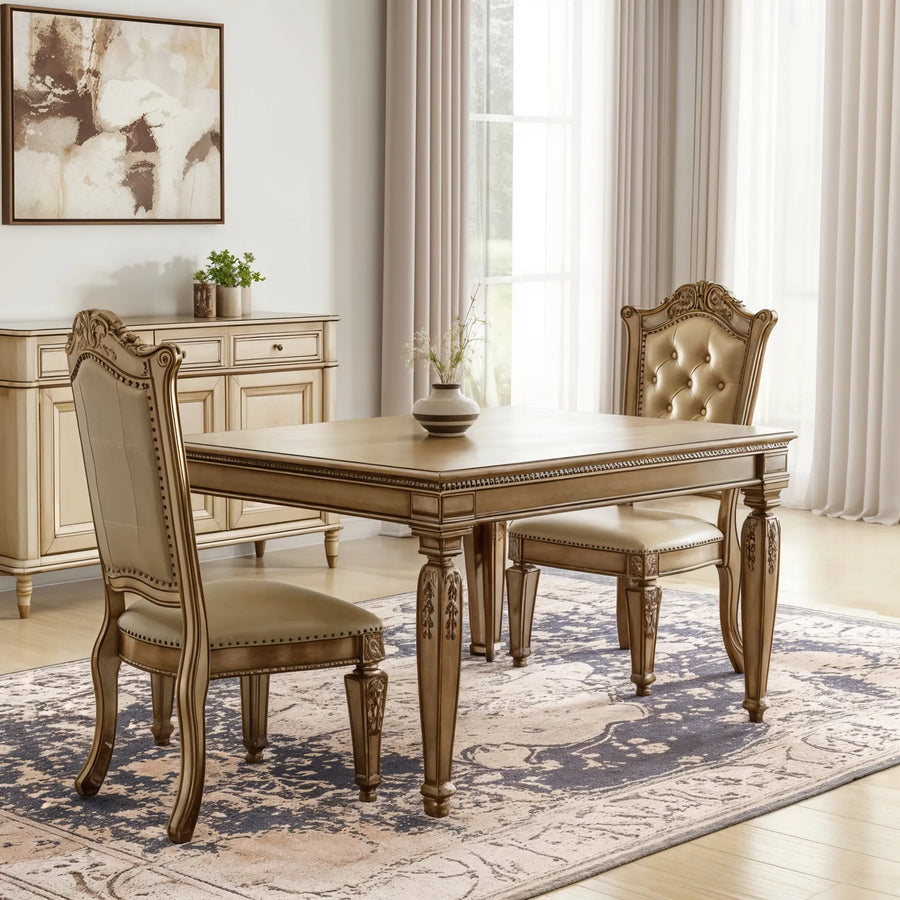 Set of Two Upholstered Faux Leather And Wood Dining Side Chairs
