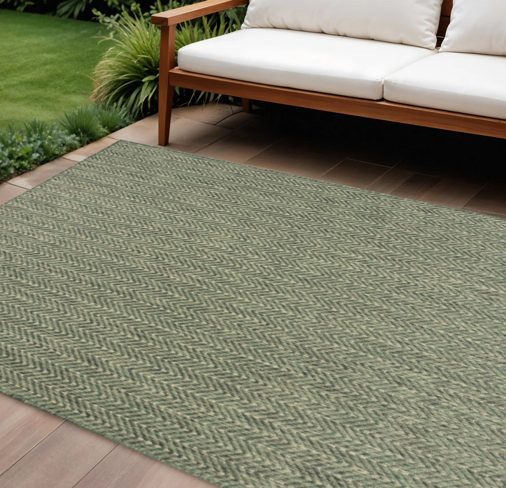 6′ X 9′ Green Geometric Indoor Outdoor Area Rug