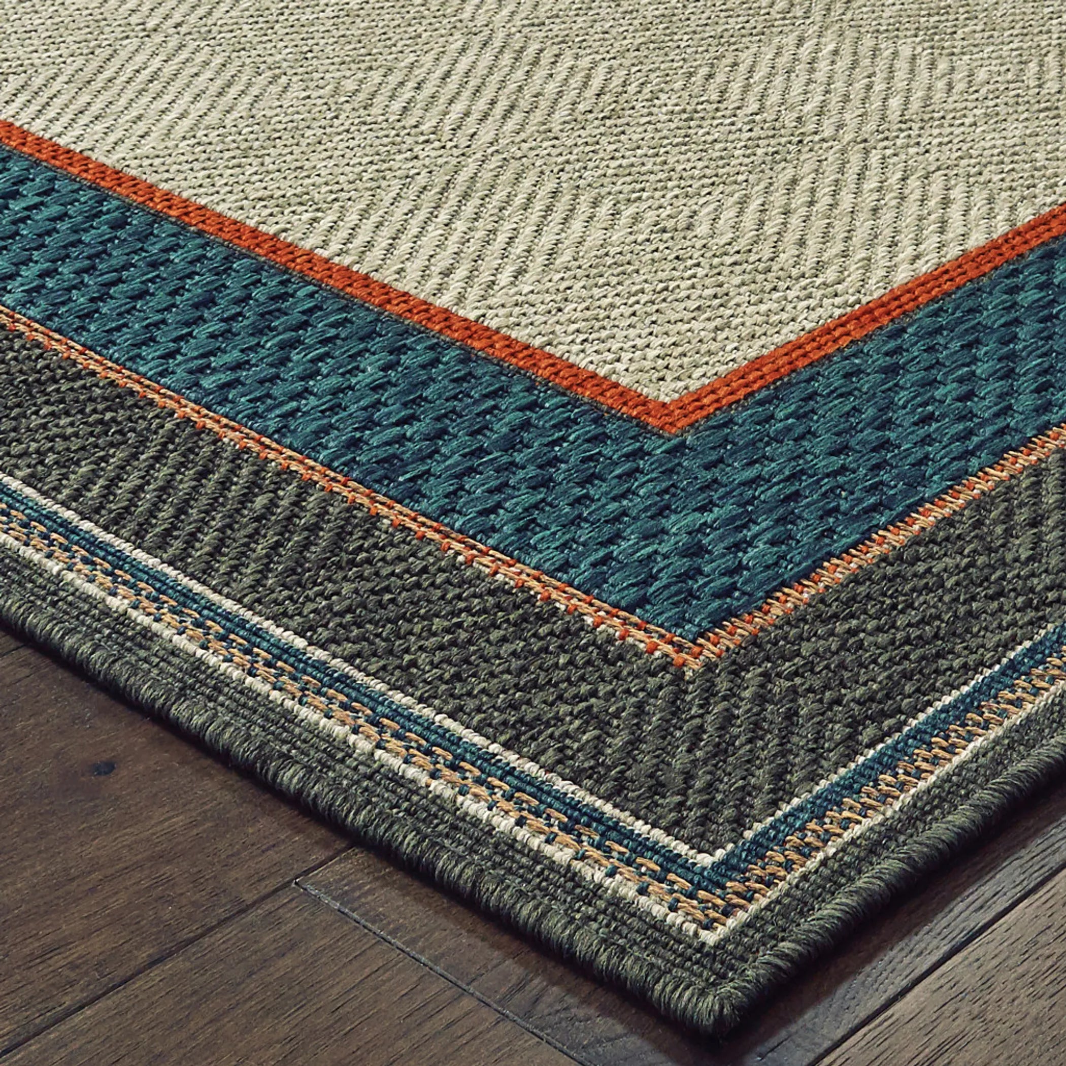 8′ X 10′ Blue and Gray Stain Resistant Indoor Outdoor Area Rug — view 3