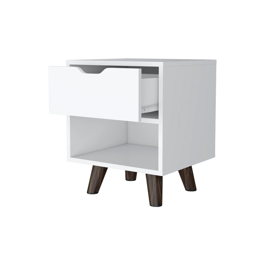 19″ White One Drawer Faux Wood Nightstand — view 3