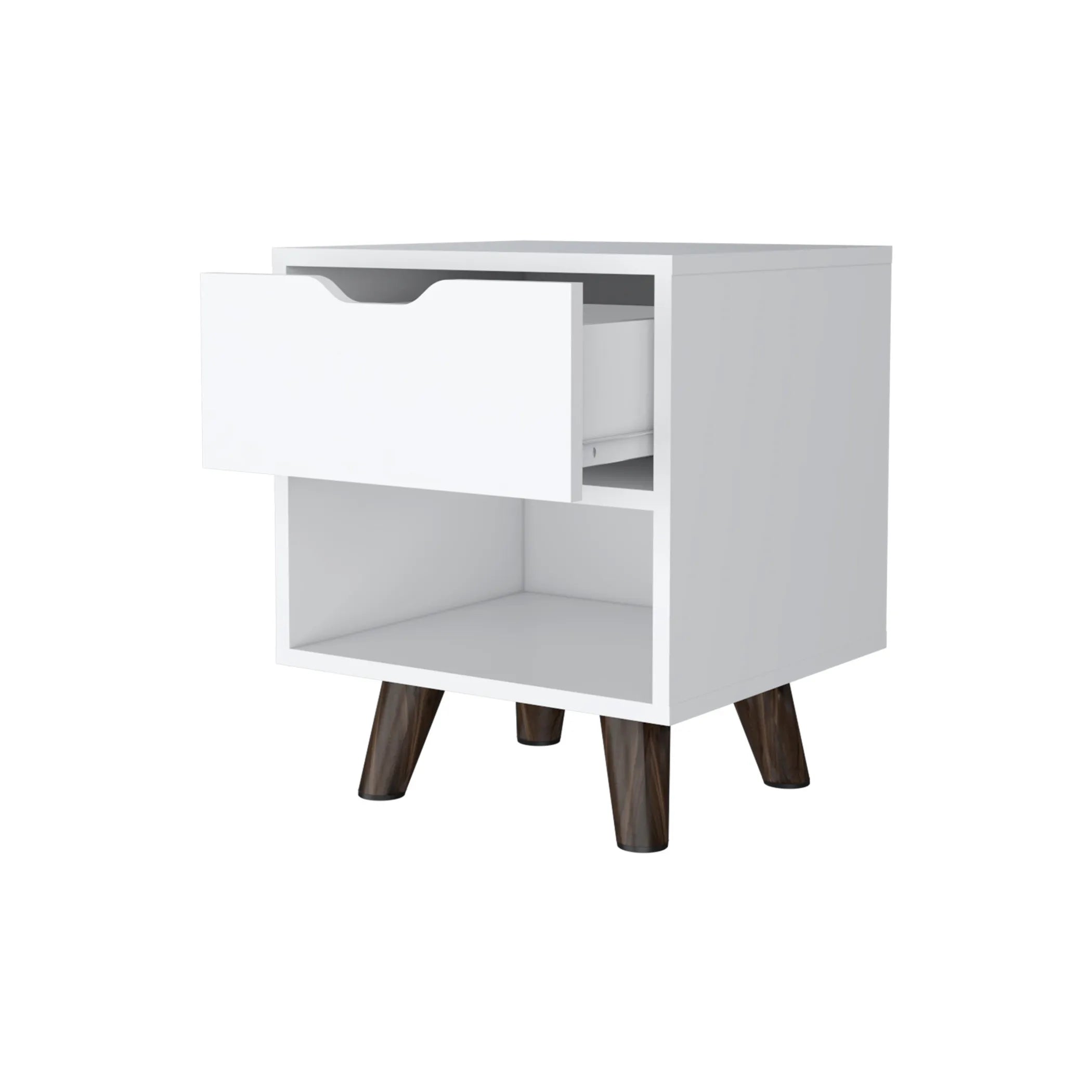 19″ White One Drawer Faux Wood Nightstand — view 3