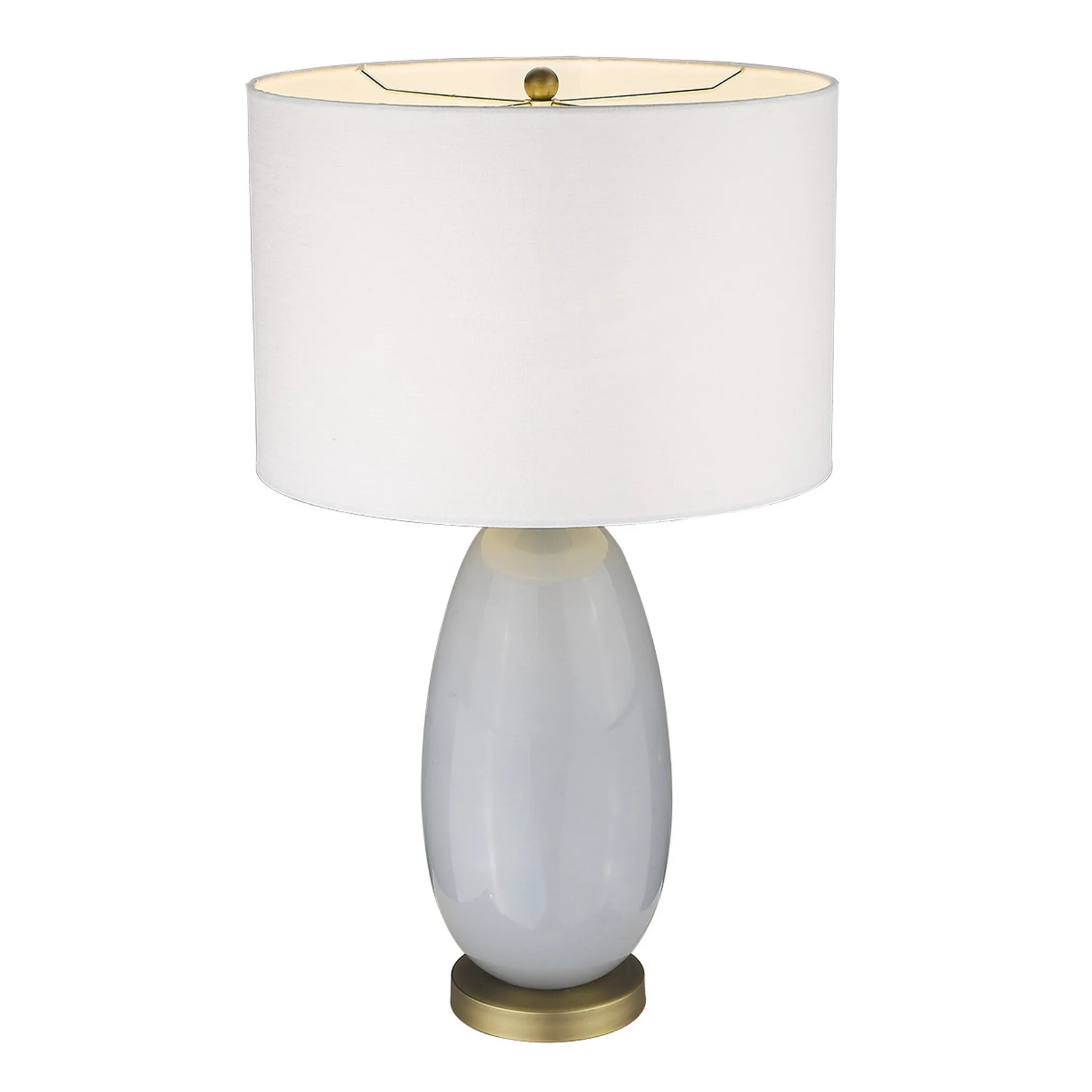 29″ Light Gray Glass Table Lamp With White Drum Shade — view 4