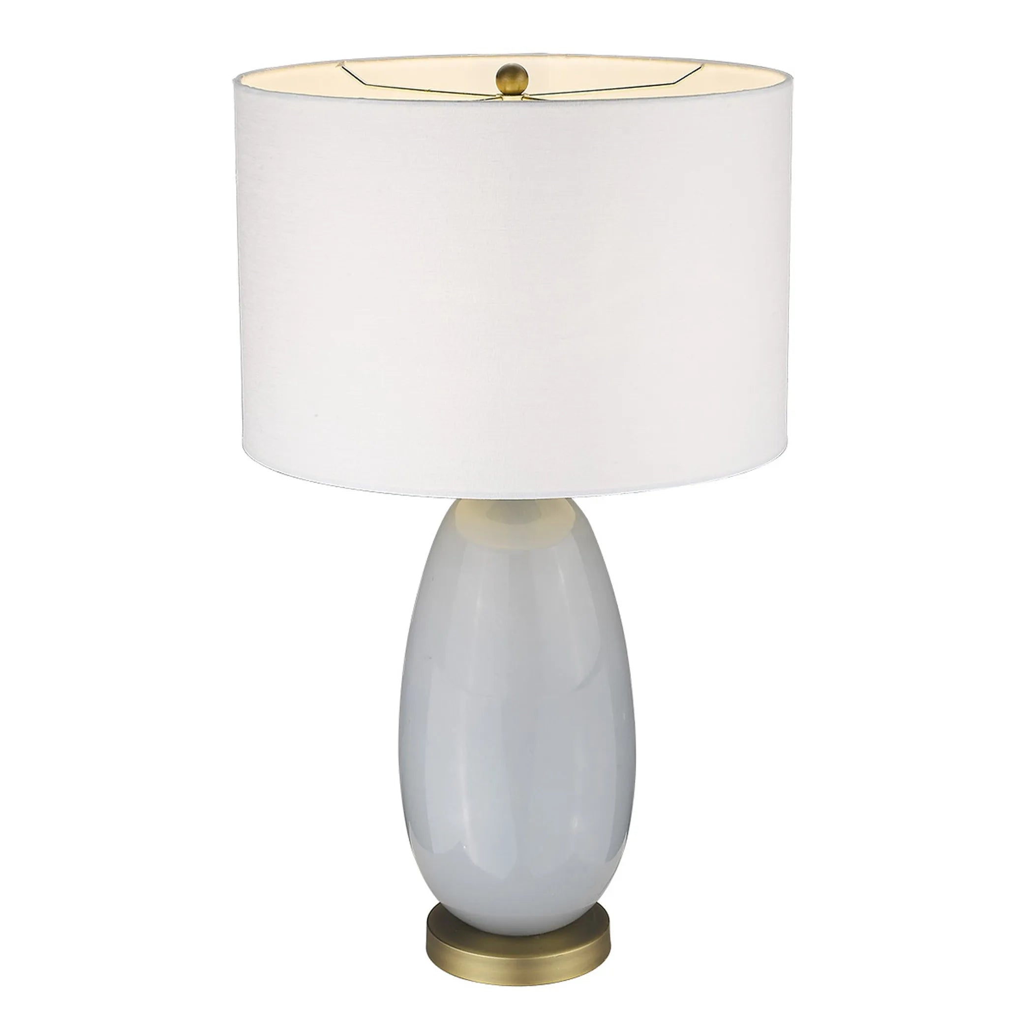 29″ Light Gray Glass Table Lamp With White Drum Shade — view 4