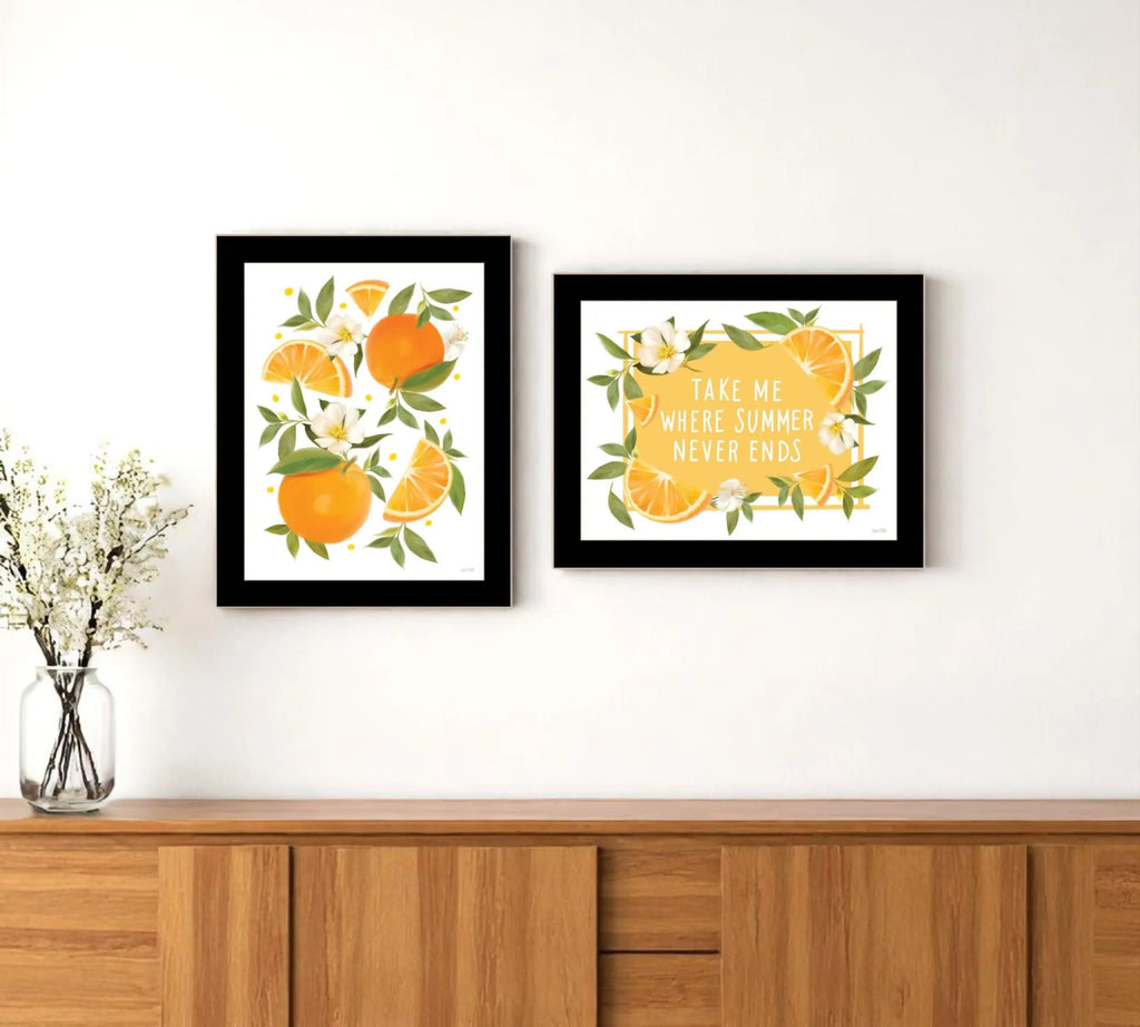 Set Of Two Take Me Where Summer Never Ends Black Framed Wall Art