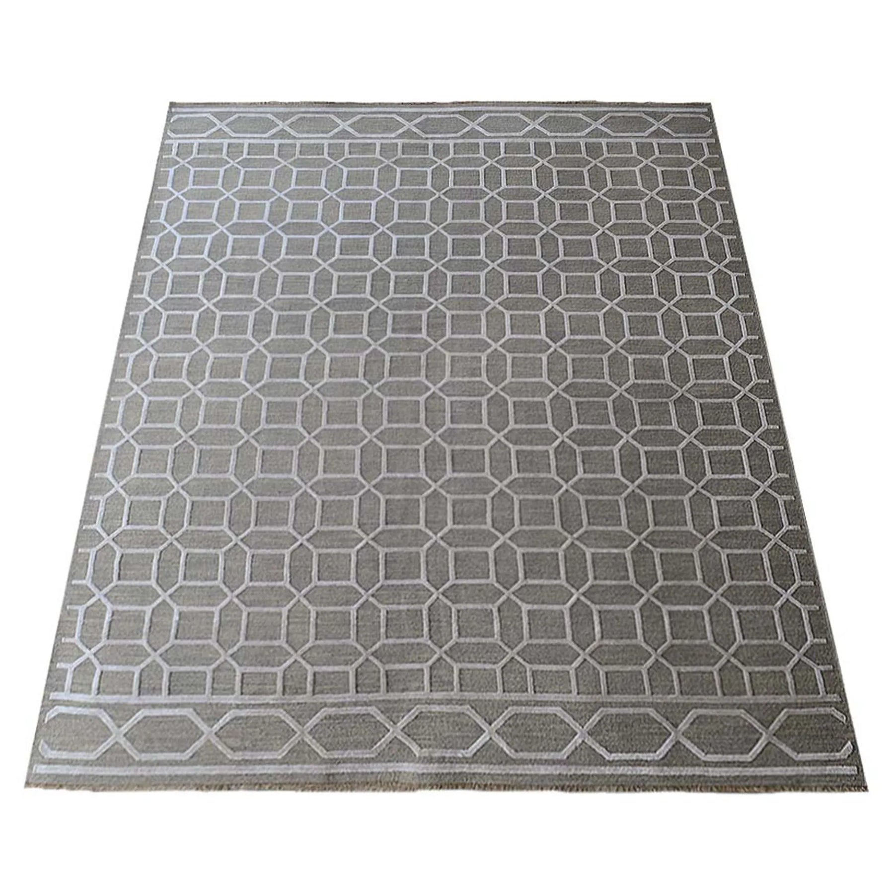 Rugsotic Carpets Hand Knotted Sumak Silk And Wool Area Rug Geometric — view 3