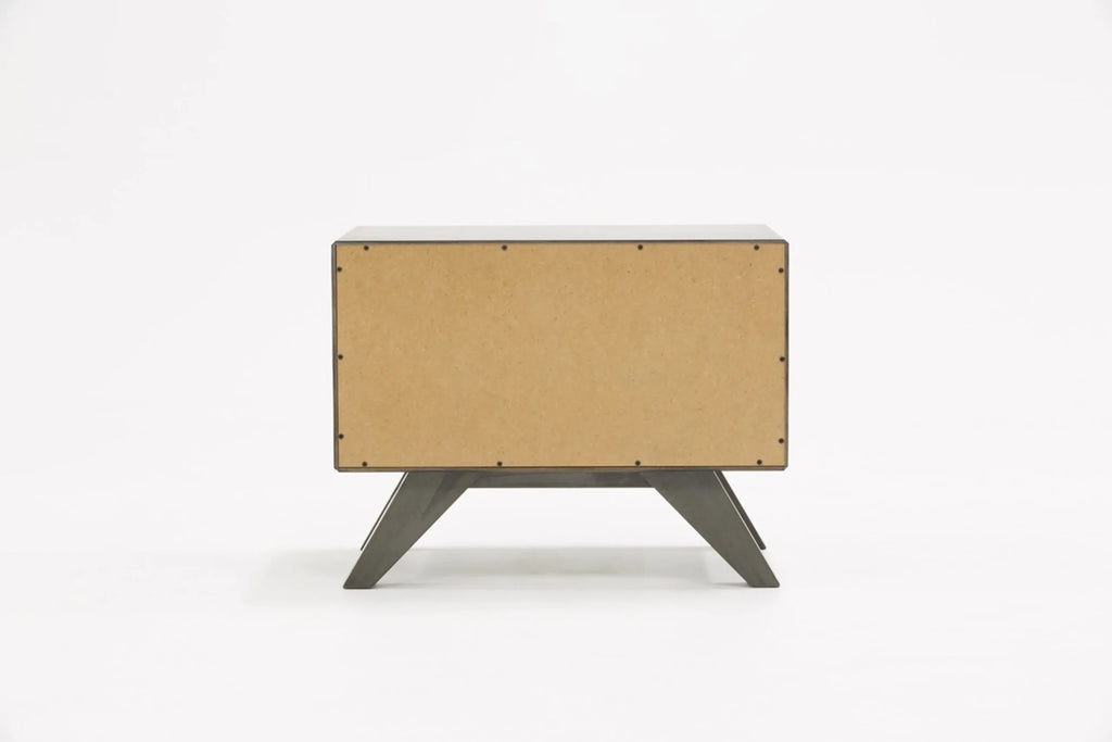 Modern Gray Wash Nightstand with Two Drawers — view 2