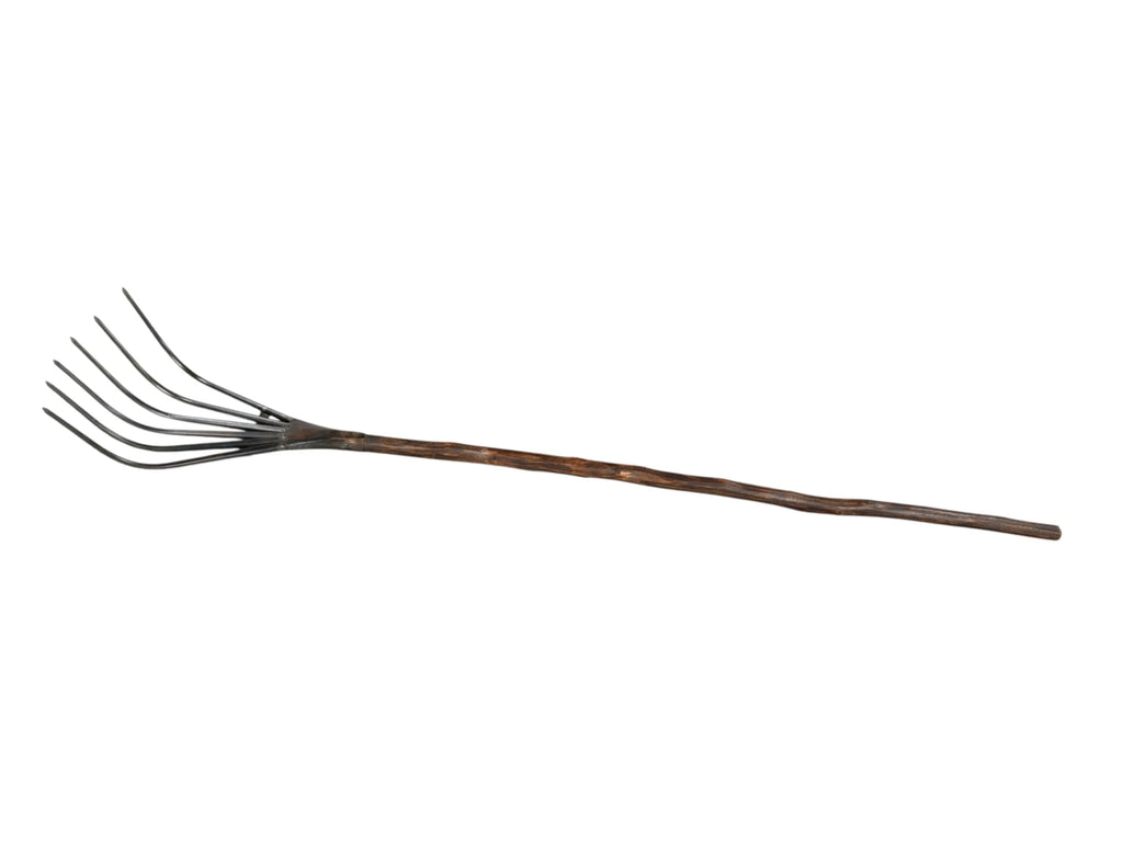 60″ Brown and Black Wood and Metal Decorative Rake Sculpture — view 2