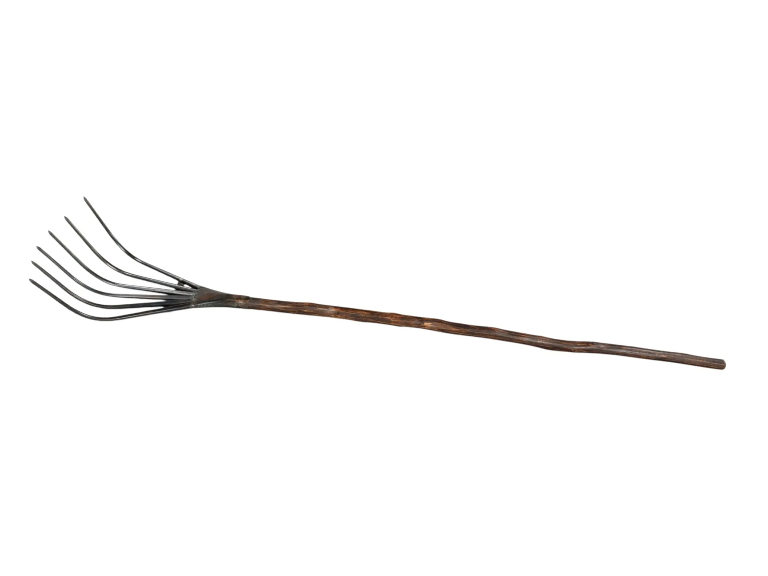 60″ Brown and Black Wood and Metal Decorative Rake Sculpture — view 2