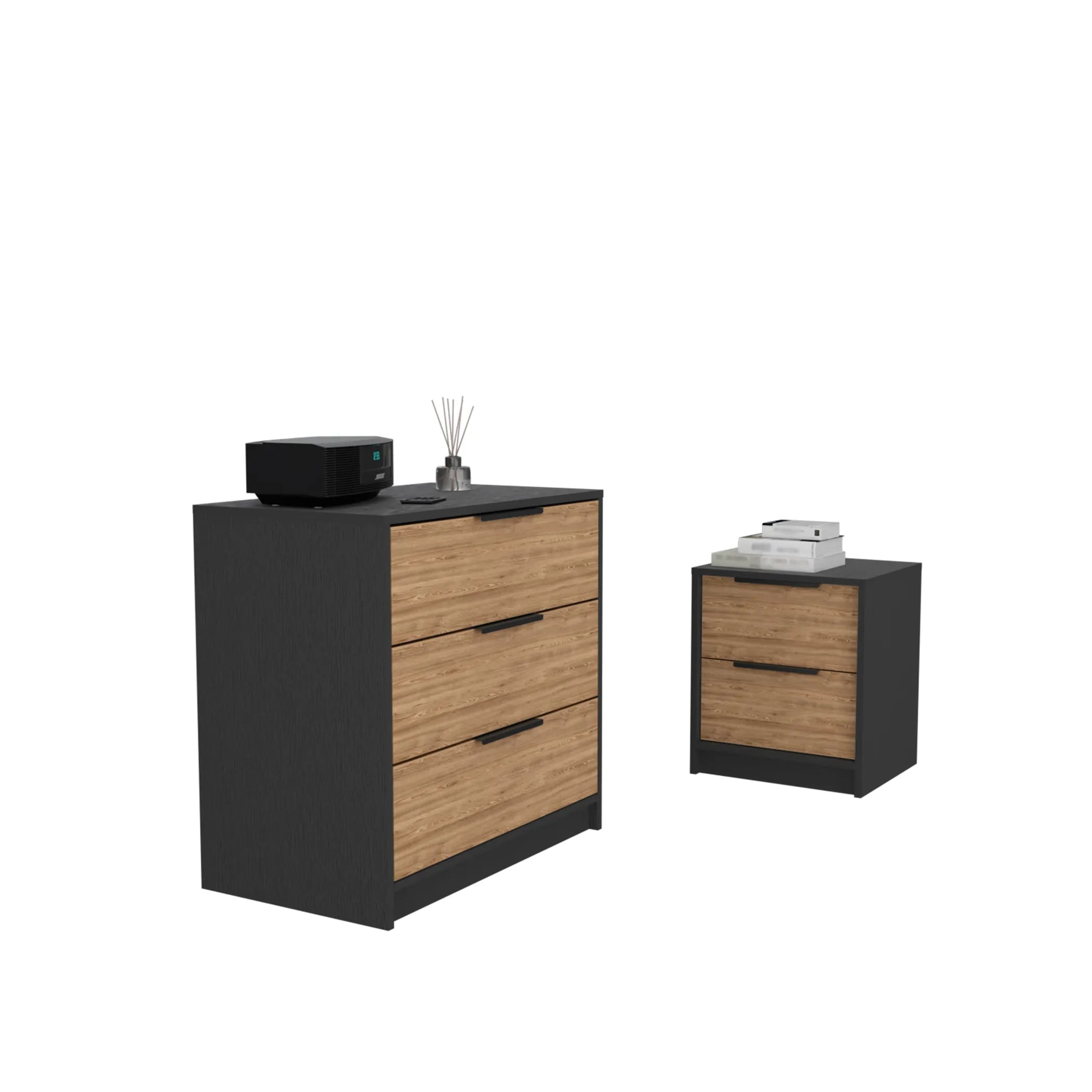 Zion 2 Piece Bedroom Set, Black Wengue/ Pine Finish — view 2
