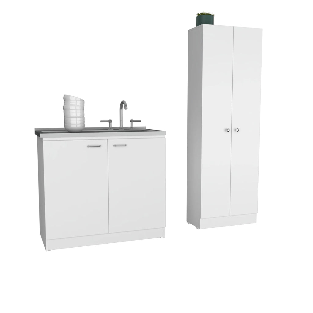 Belmont 2 Piece Kitchen Set, White Finish — view 2