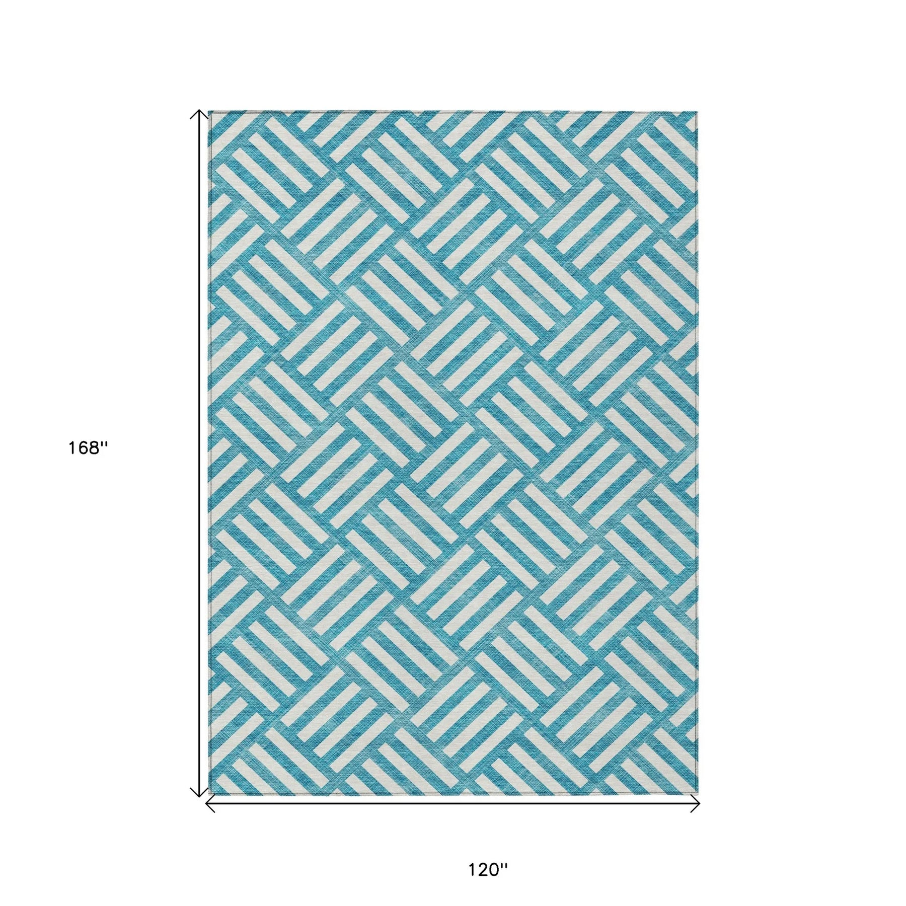 10′ X 14′ Teal Blue And Ivory Geometric Washable Indoor Outdoor Area Rug — view 3