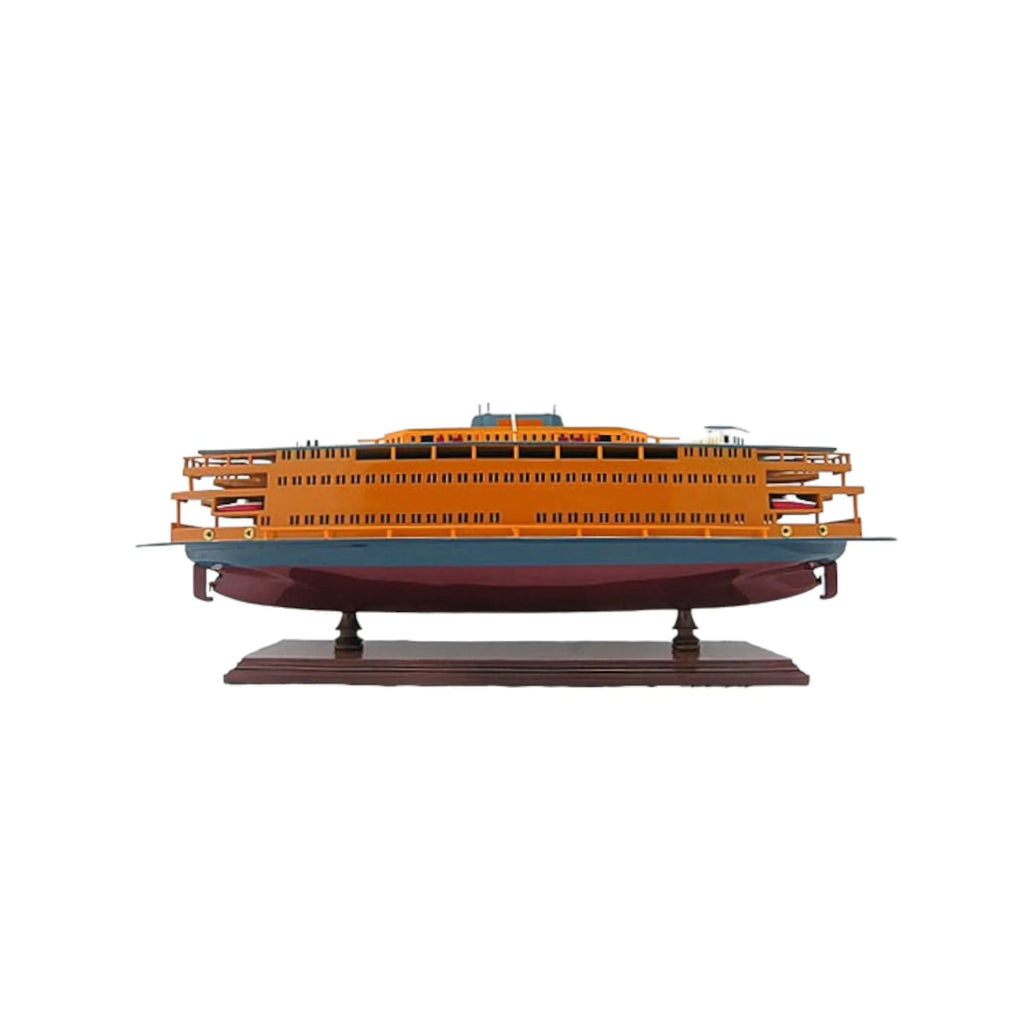 11″ Maroon Staten Island Ferry Boat Hand Painted Decorative Boat