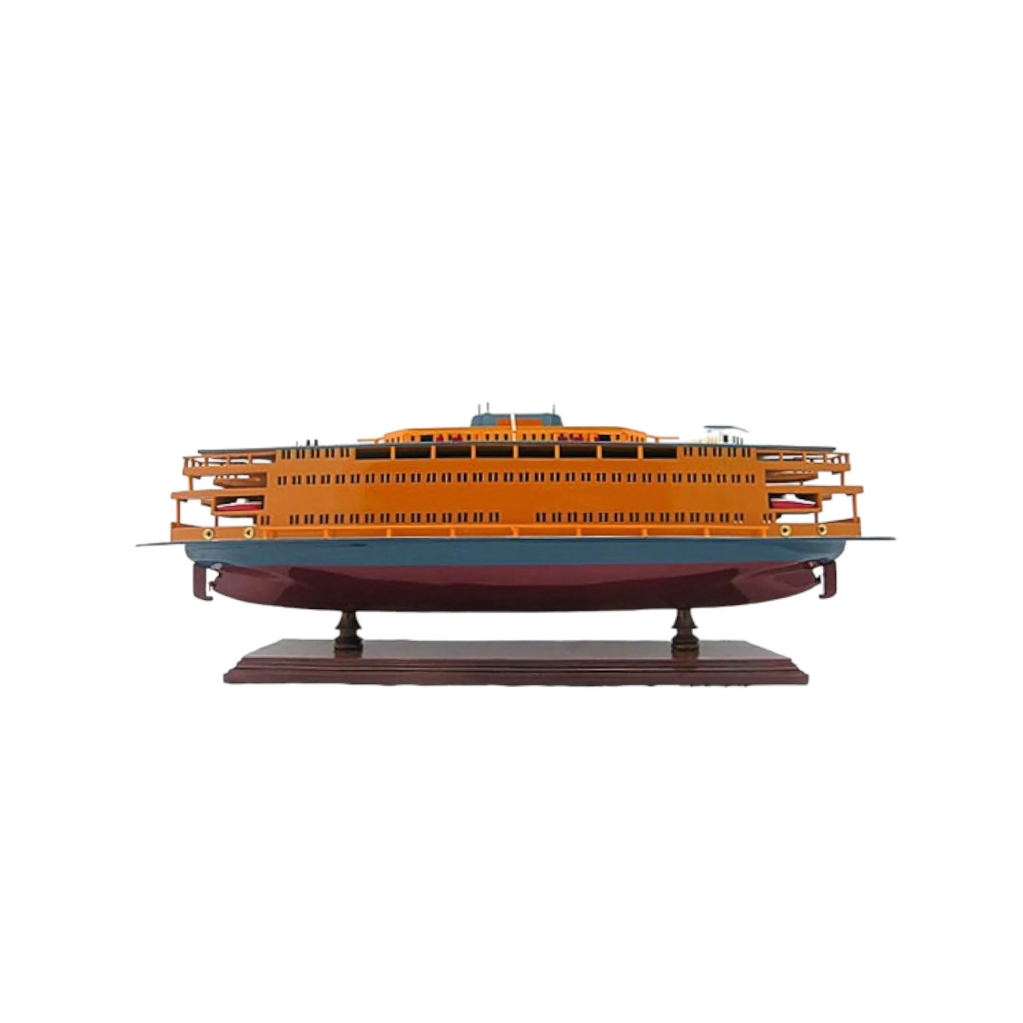11″ Maroon Staten Island Ferry Boat Hand Painted Decorative Boat
