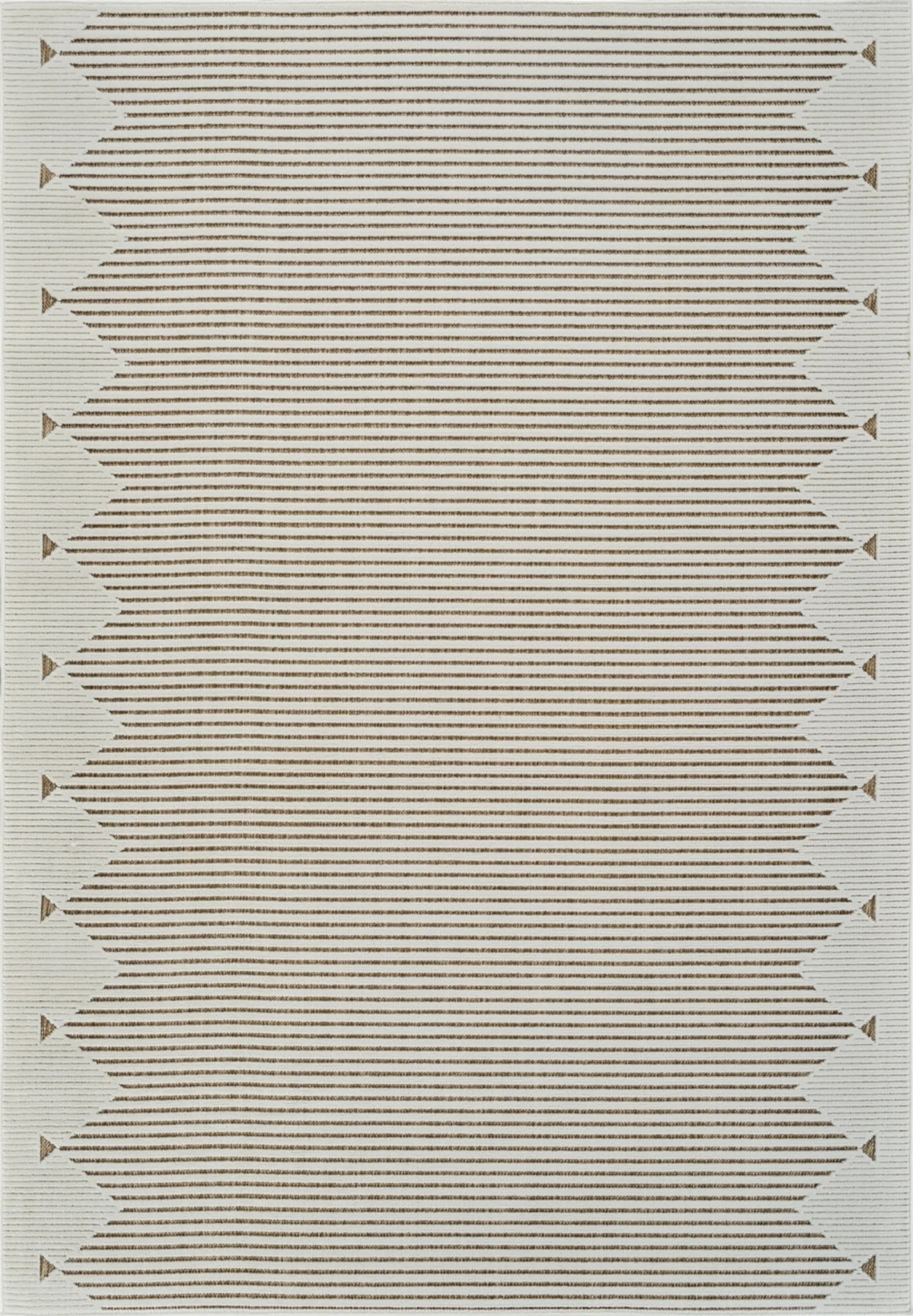 6′ X 9′ Beige and Brown Geometric Distressed Indoor Outdoor Area Rug — view 2
