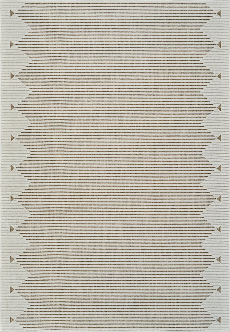 6′ X 9′ Beige and Brown Geometric Distressed Indoor Outdoor Area Rug — view 2
