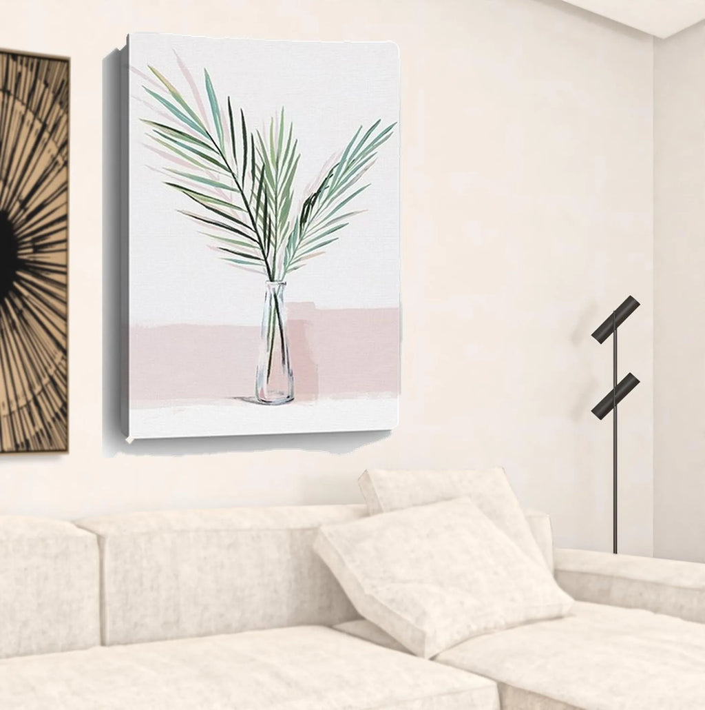 Pretty Green Foliage Pink Unframed Print Wall Art — view 3